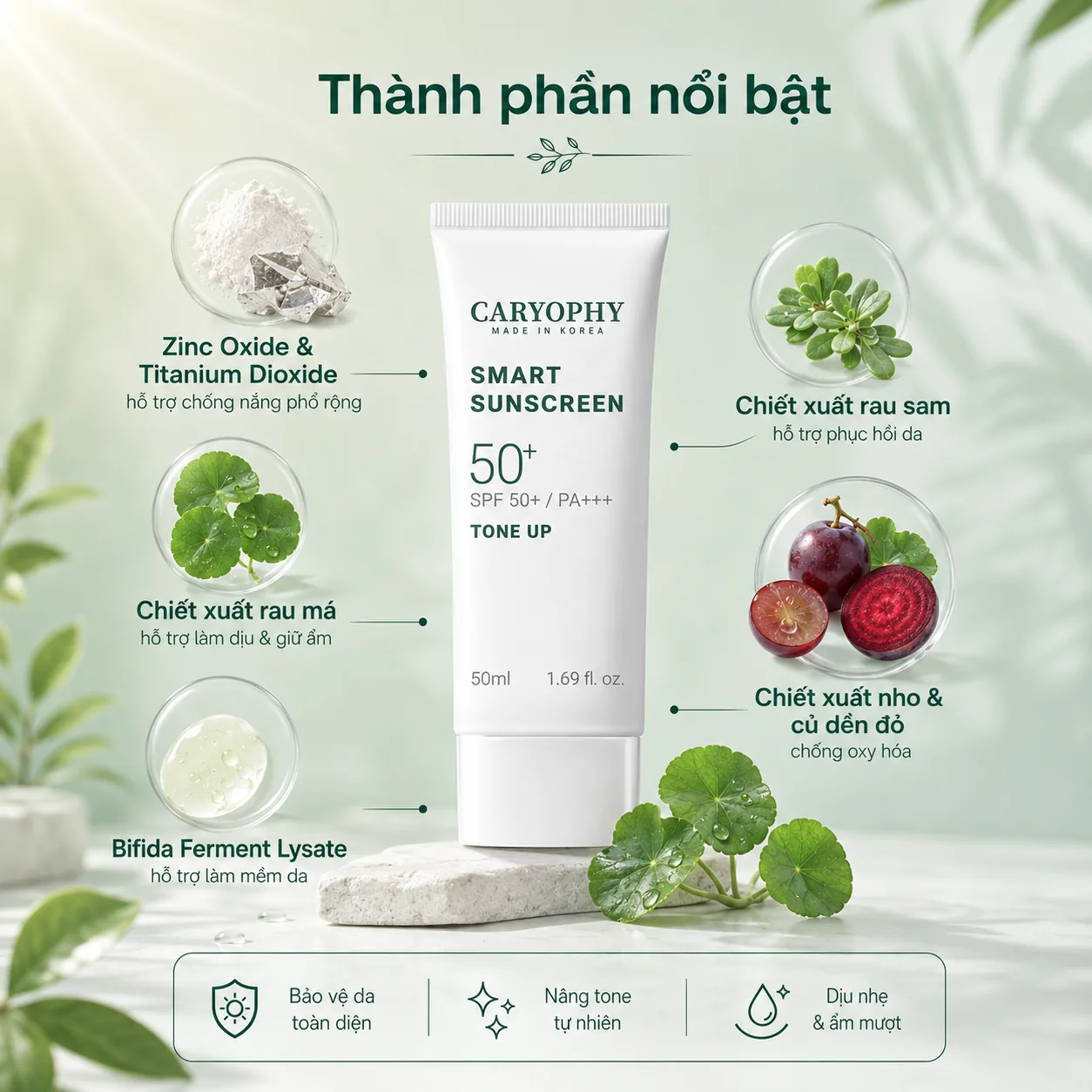 Kem chống nắng nâng tông thông minh Caryophy Smart 50ml 3