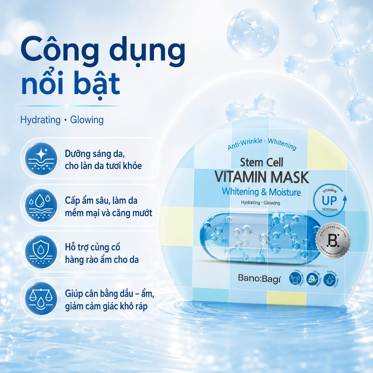 Mặt nạ tế bào gốc dưỡng trắng cấp ẩm Banobagi Stem Cell Whitening & Moisture 2