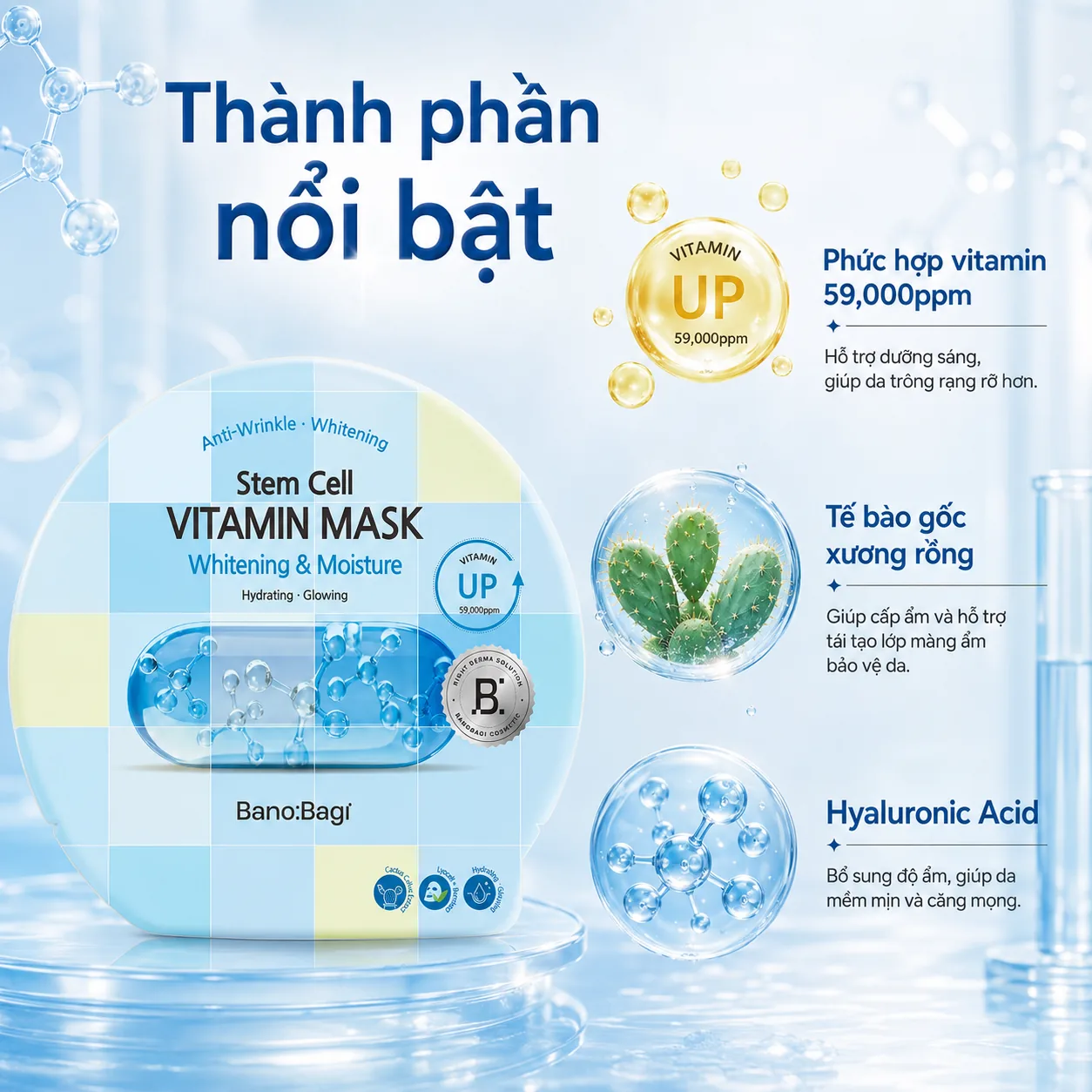 Mặt nạ tế bào gốc dưỡng trắng cấp ẩm Banobagi Stem Cell Whitening & Moisture 3