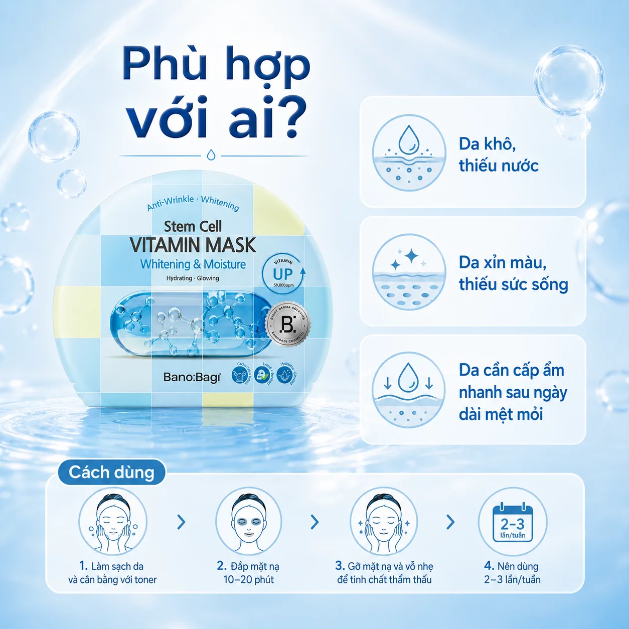 Mặt nạ tế bào gốc dưỡng trắng cấp ẩm Banobagi Stem Cell Whitening & Moisture 4