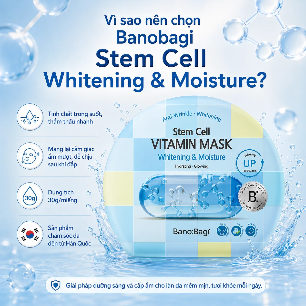 Mặt nạ tế bào gốc dưỡng trắng cấp ẩm Banobagi Stem Cell Whitening & Moisture 5
