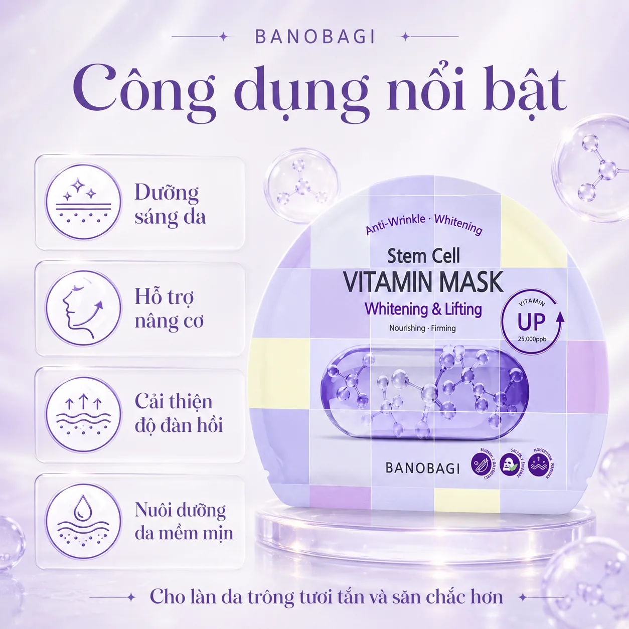 Mặt nạ tế bào gốc dưỡng trắng nâng cơ Banobagi Stem Cell Whitening & Lifting 2
