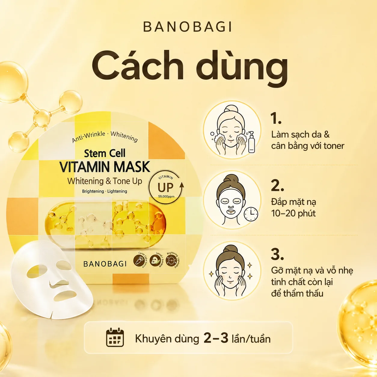 Mặt nạ tế bào gốc dưỡng trắng nâng tông Banobagi Stem Cell Whitening & Tone Up 4