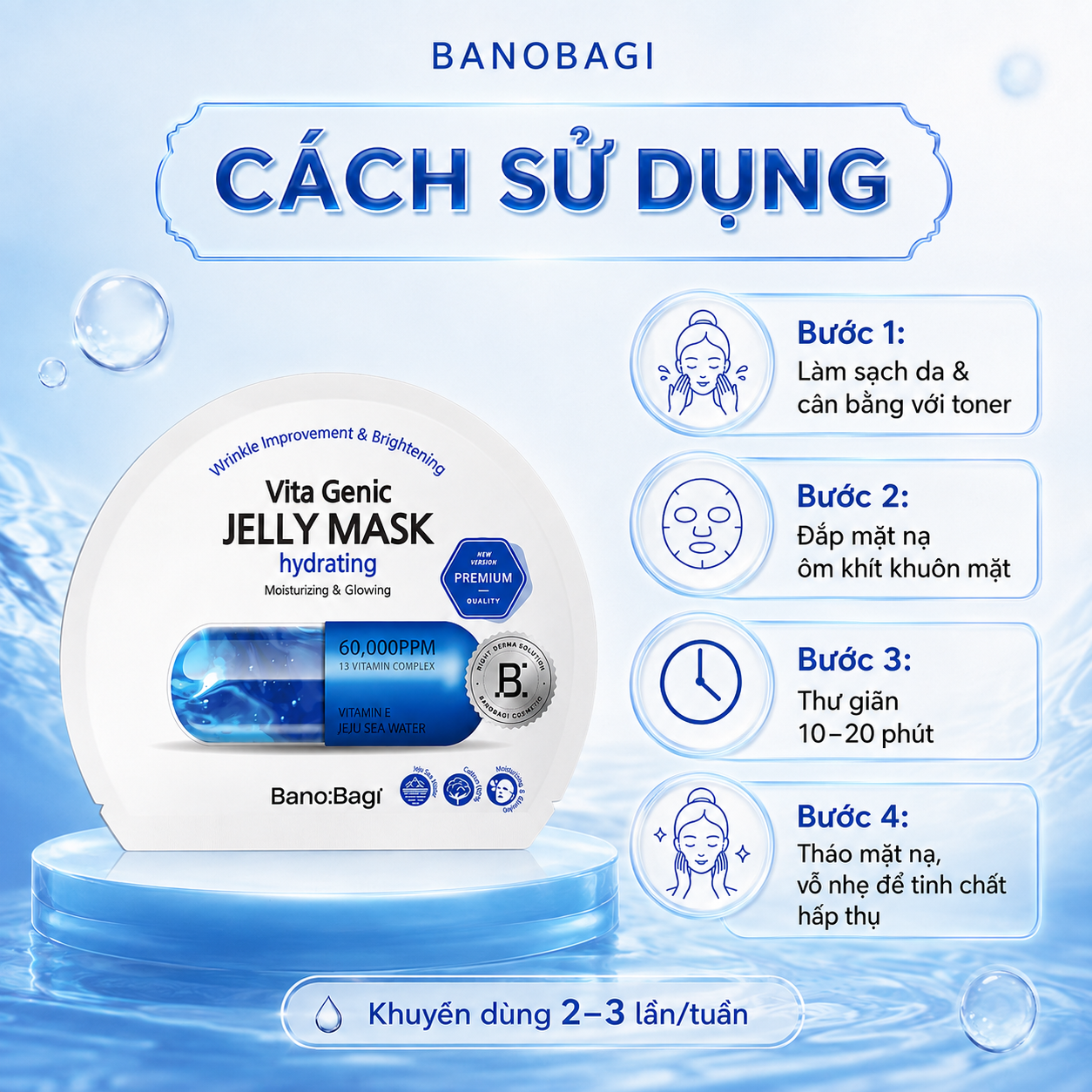 Mặt nạ giấy cấp ẩm chuyên sâu Banobagi Vita Genic Jelly Hydrating 6