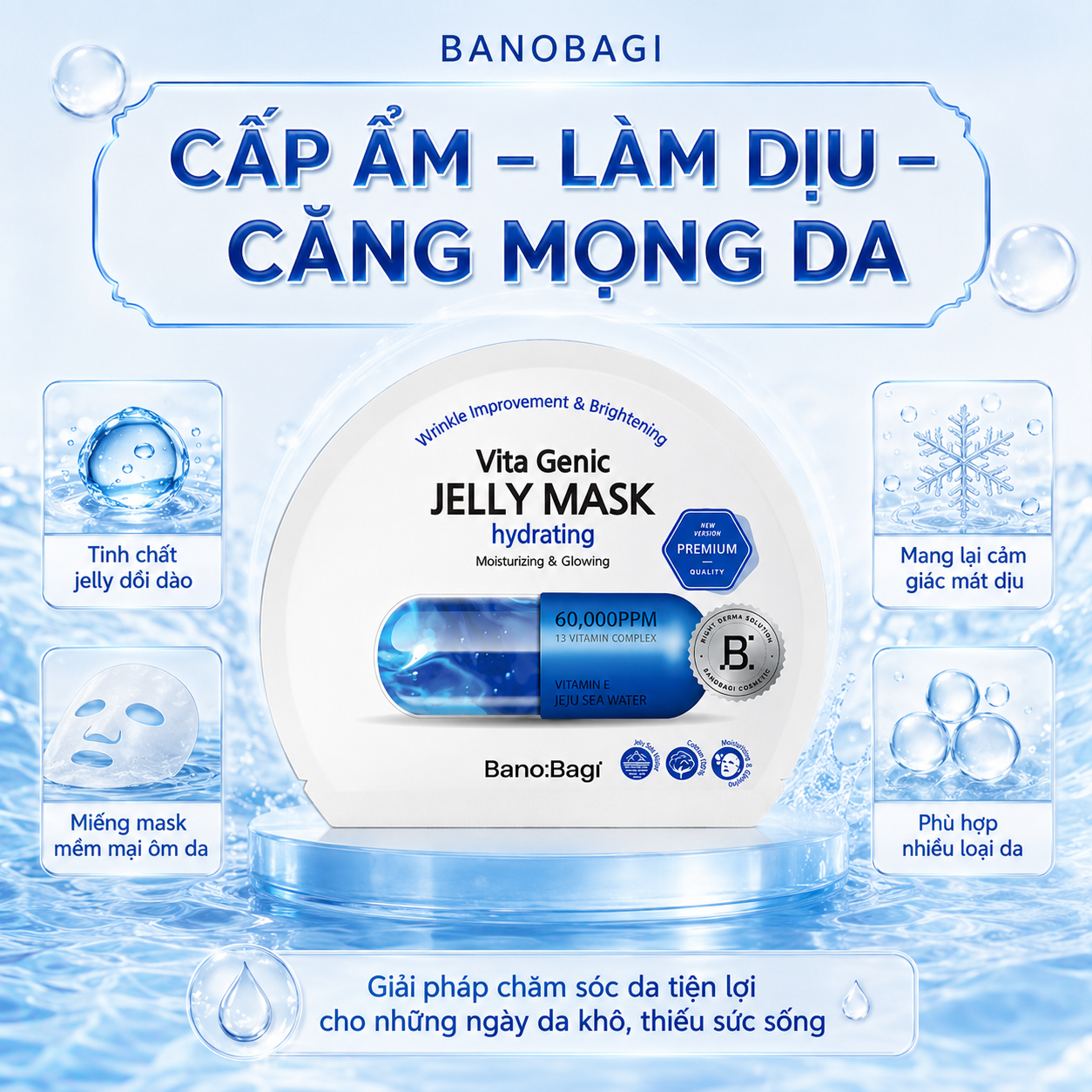 Mặt nạ giấy cấp ẩm chuyên sâu Banobagi Vita Genic Jelly Hydrating 3