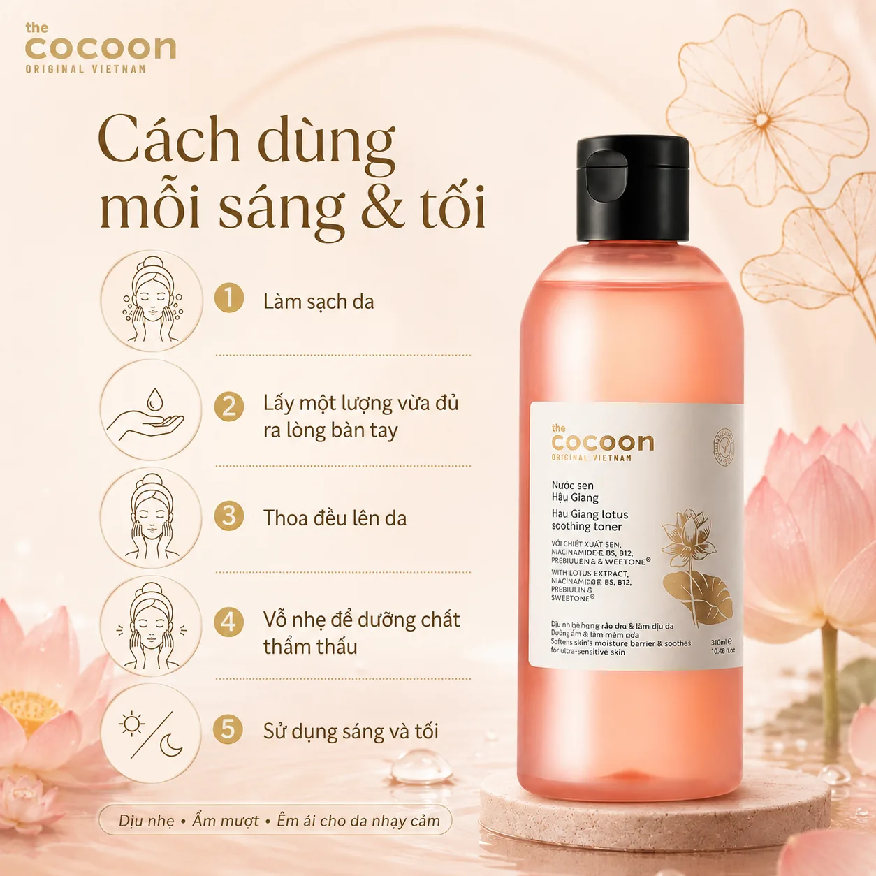 Cocoon Nước sen Hậu Giang 310ml 5