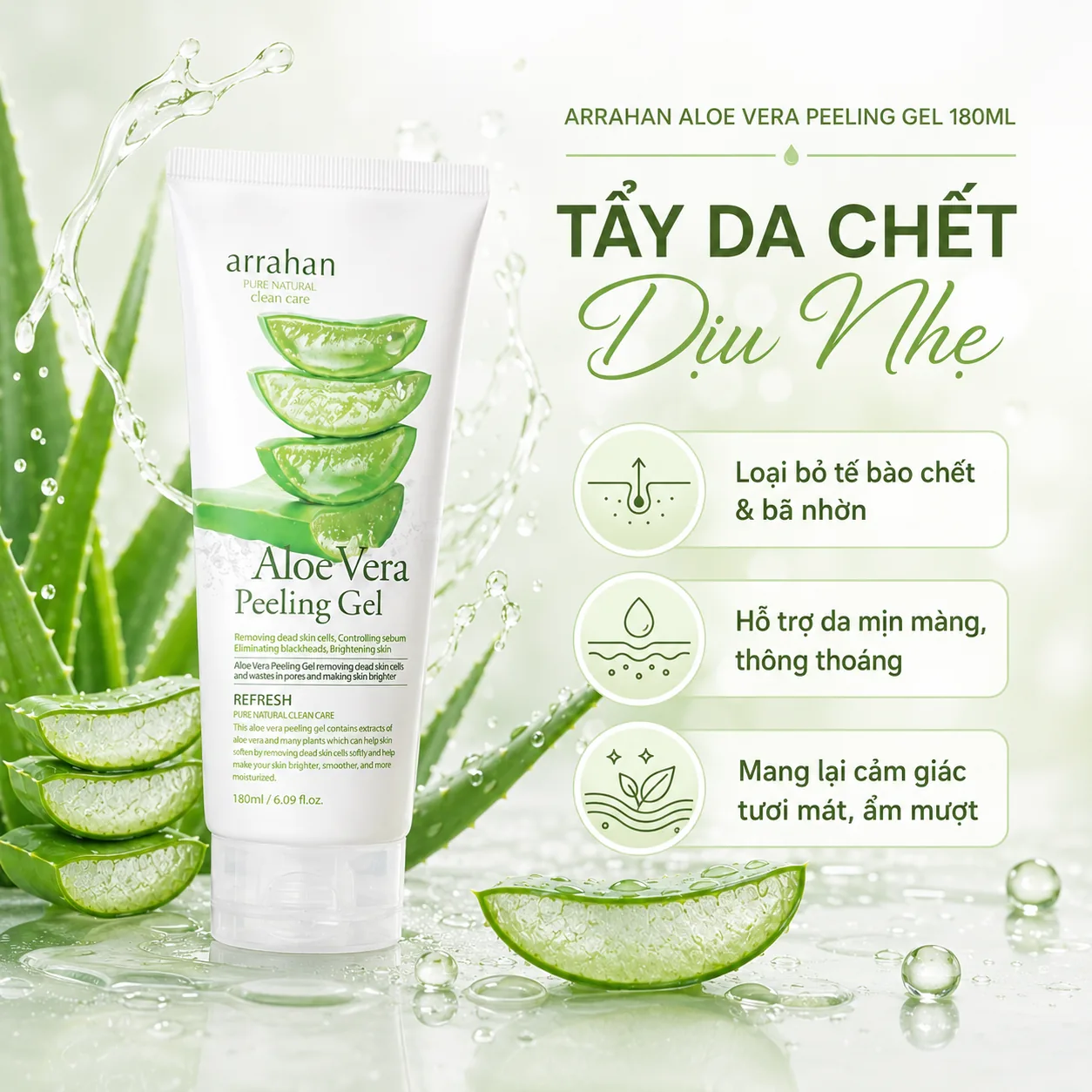 Gel tẩy tế bào chết Arrahan Aloe Vera Peeling Gel 180ml 2