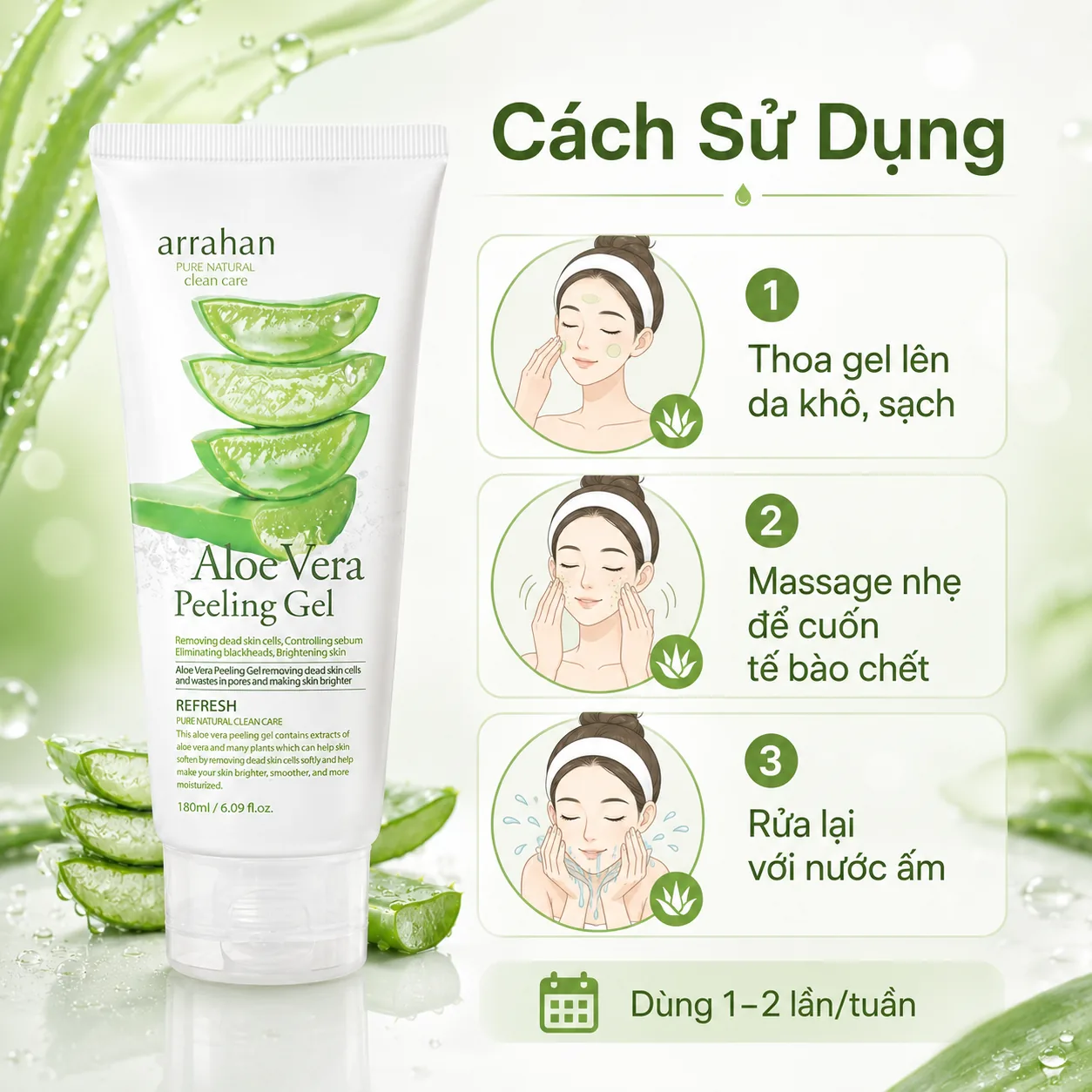 Gel tẩy tế bào chết Arrahan Aloe Vera Peeling Gel 180ml 4