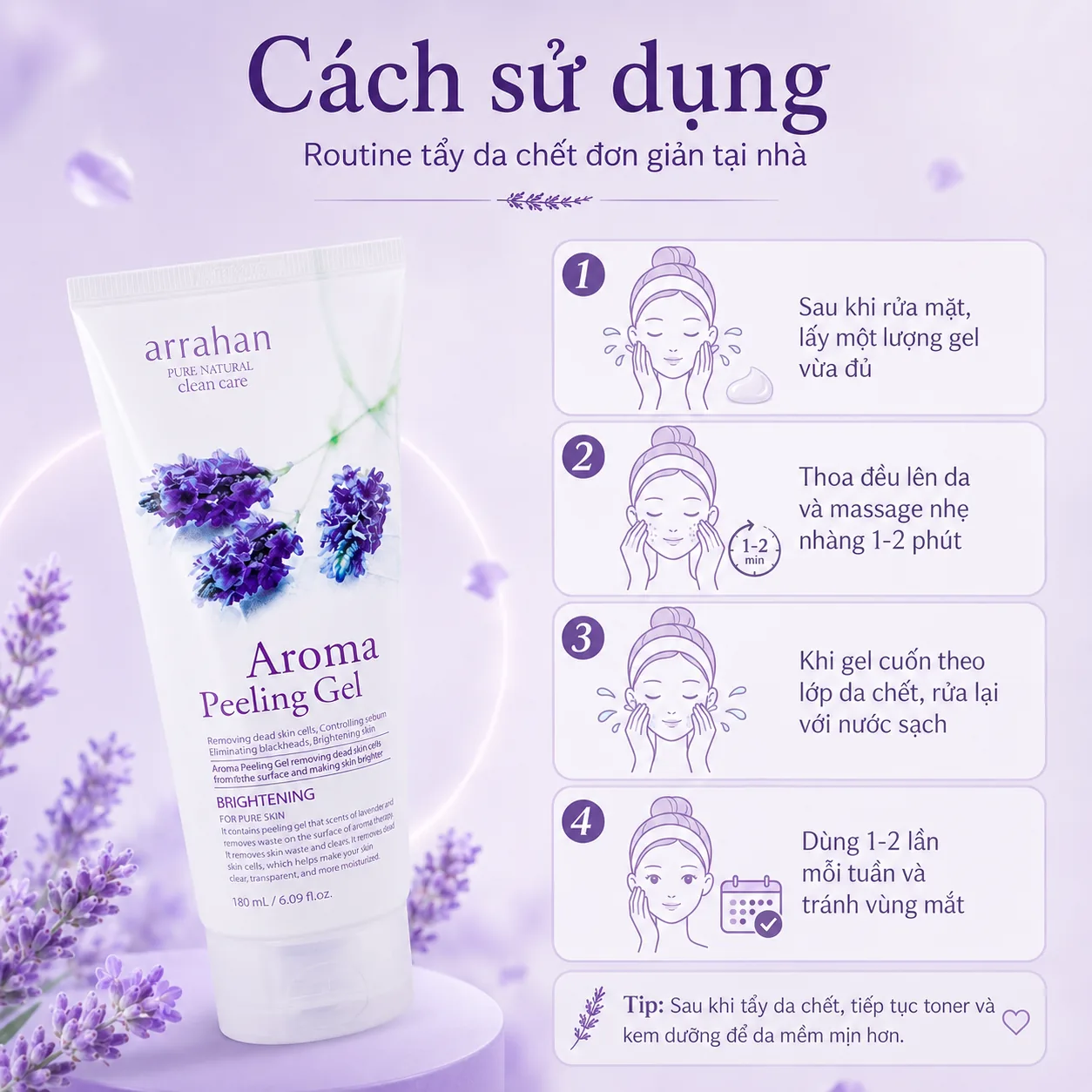 Gel tẩy tế bào chết Arrahan Lavender Peeling Gel 180ml 4