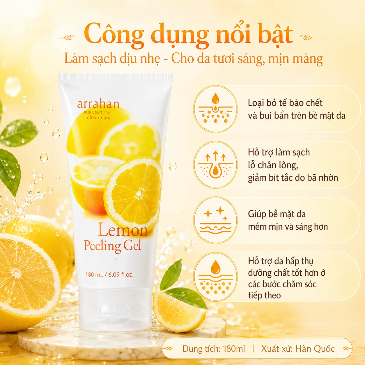 Gel tẩy tế bào chết Arrahan Lemon Peeling Gel 180ml 2