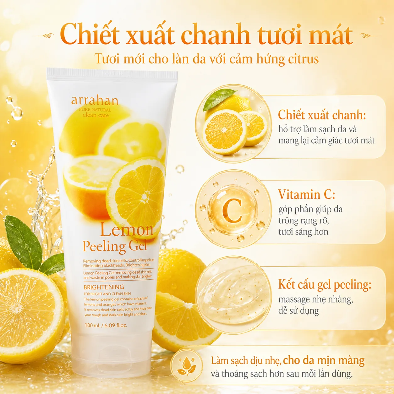 Gel tẩy tế bào chết Arrahan Lemon Peeling Gel 180ml 3