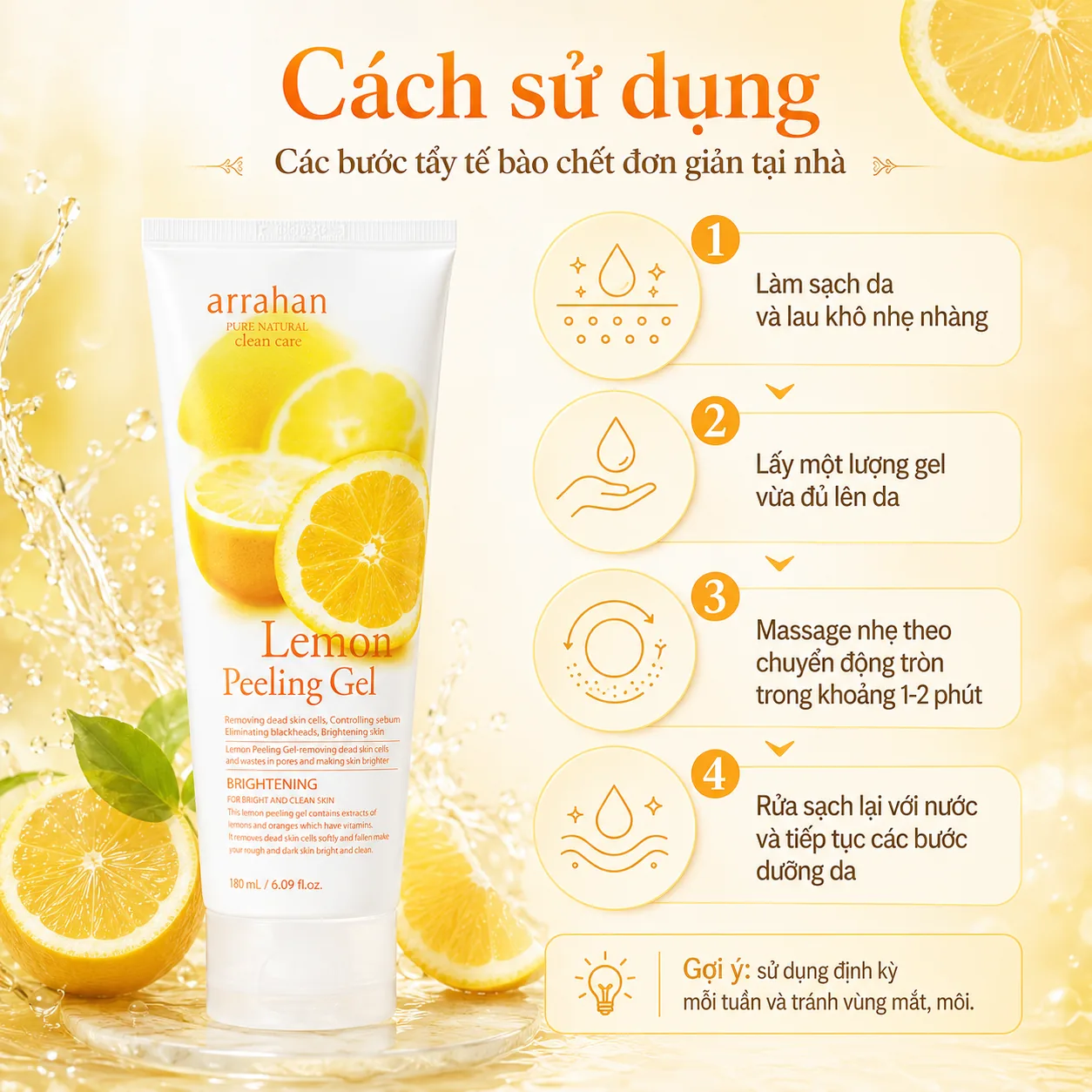 Gel tẩy tế bào chết Arrahan Lemon Peeling Gel 180ml 4