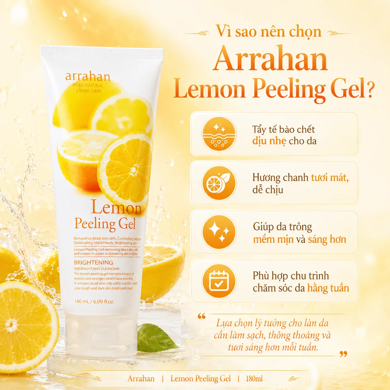 Gel tẩy tế bào chết Arrahan Lemon Peeling Gel 180ml 5
