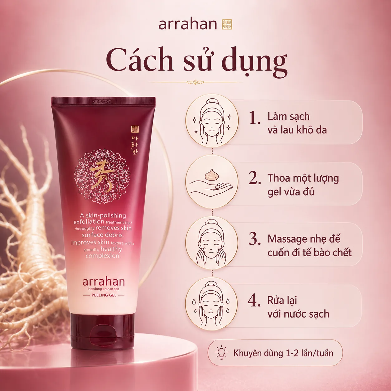 Gel tẩy tế bào chết Arrahan Nhân Sâm Peeling Gel 180ml 4