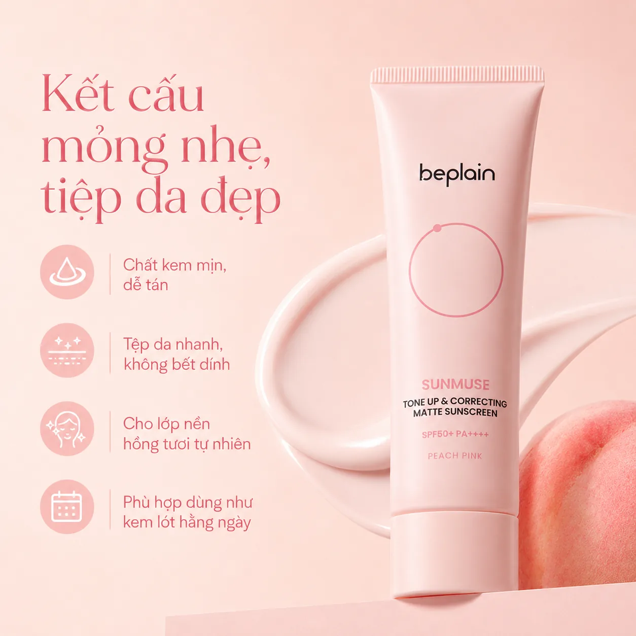 Kem chống nắng nâng tông kiềm dầu Beplain Sunmuse Matte 50ml 2