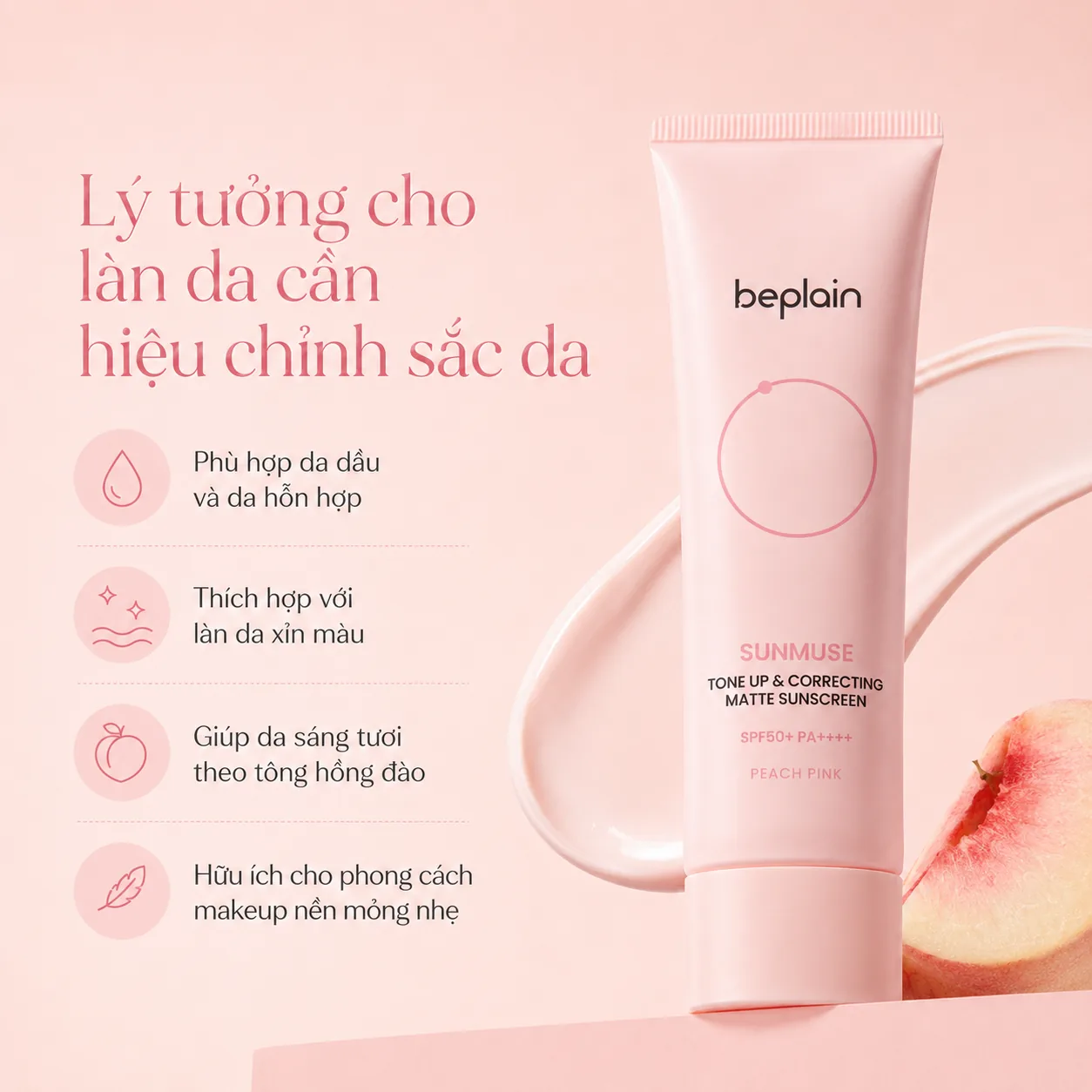 Kem chống nắng nâng tông kiềm dầu Beplain Sunmuse Matte 50ml 4