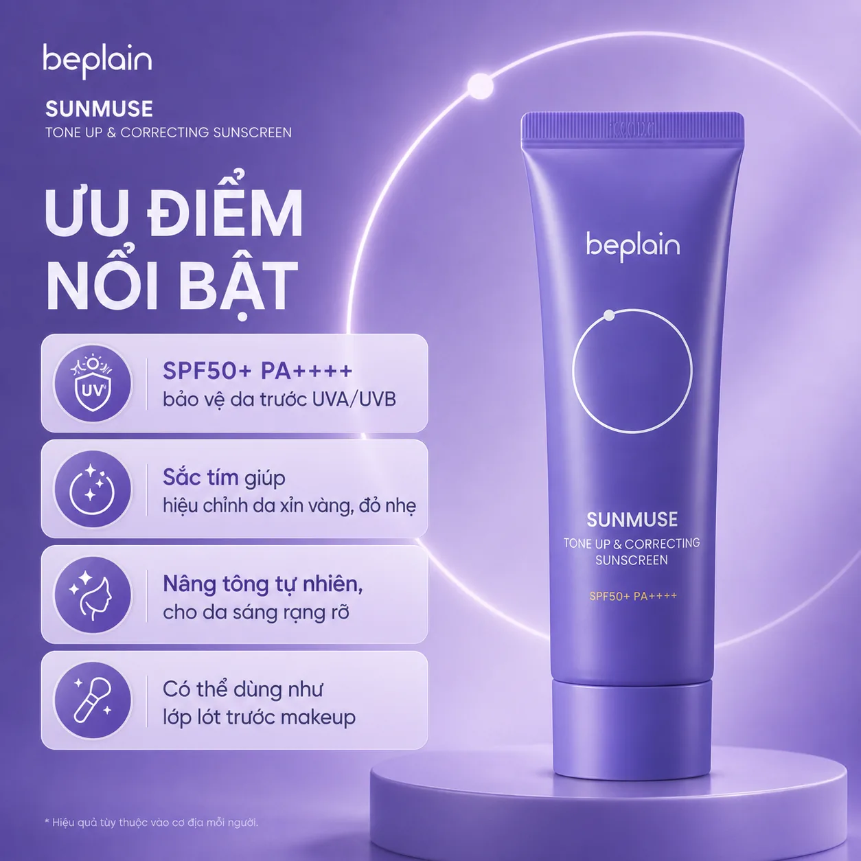 Kem chống nắng nâng tông và hiệu chỉnh da Beplain Sunmuse 50ml 2