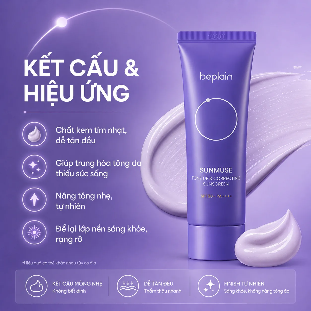 Kem chống nắng nâng tông và hiệu chỉnh da Beplain Sunmuse 50ml 4