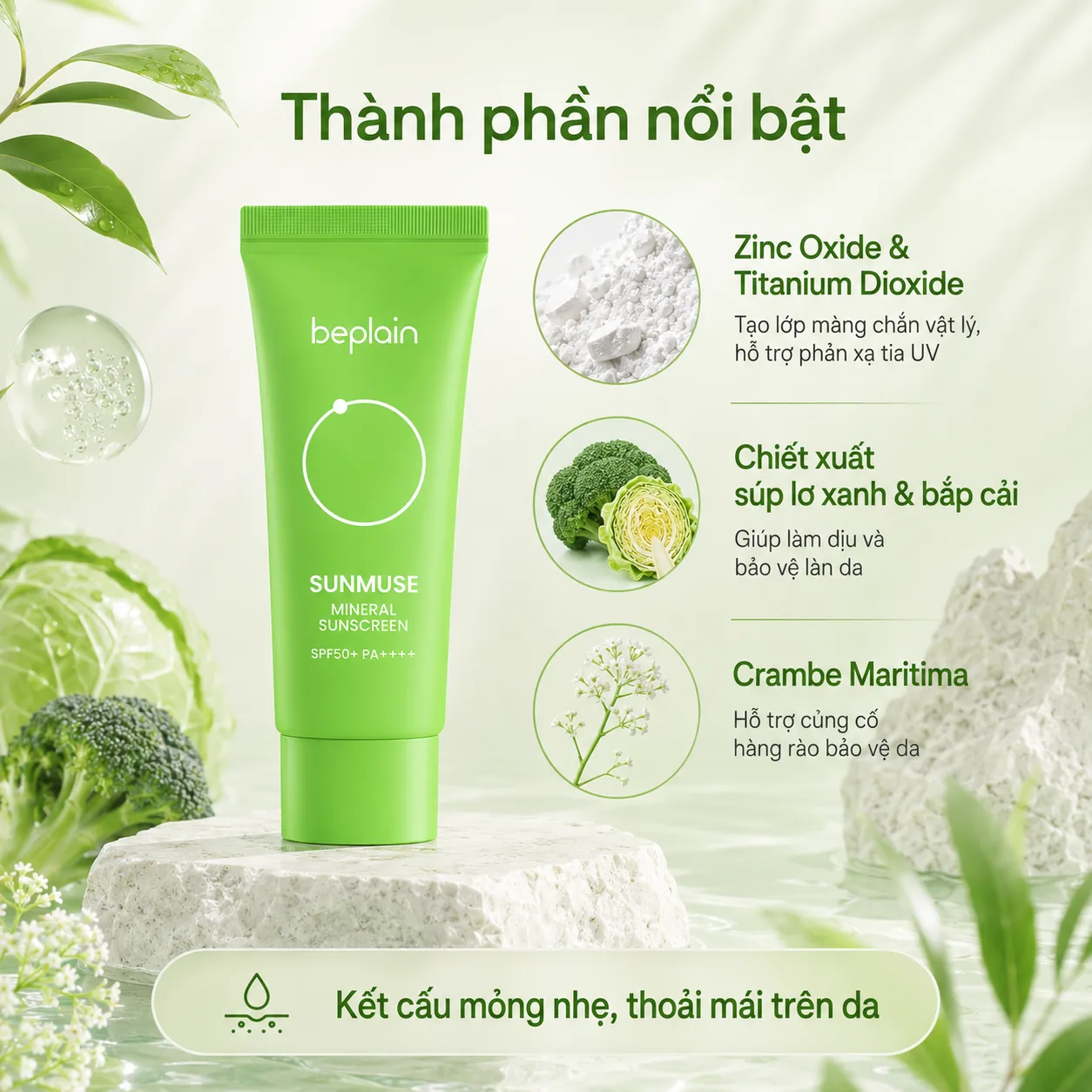 Kem chống nắng vật lý Beplain Sunmuse Mineral 50ml 3