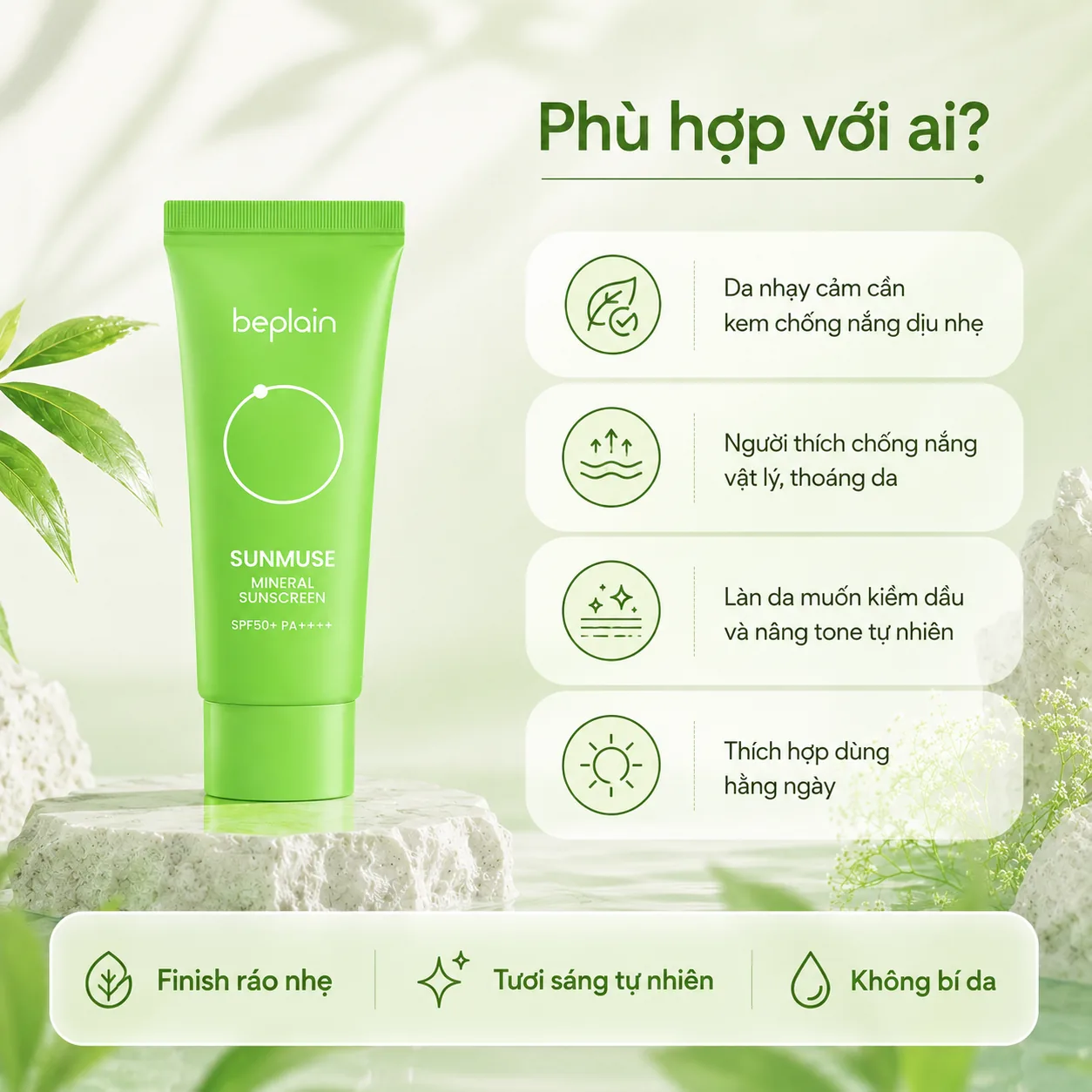 Kem chống nắng vật lý Beplain Sunmuse Mineral 50ml 4