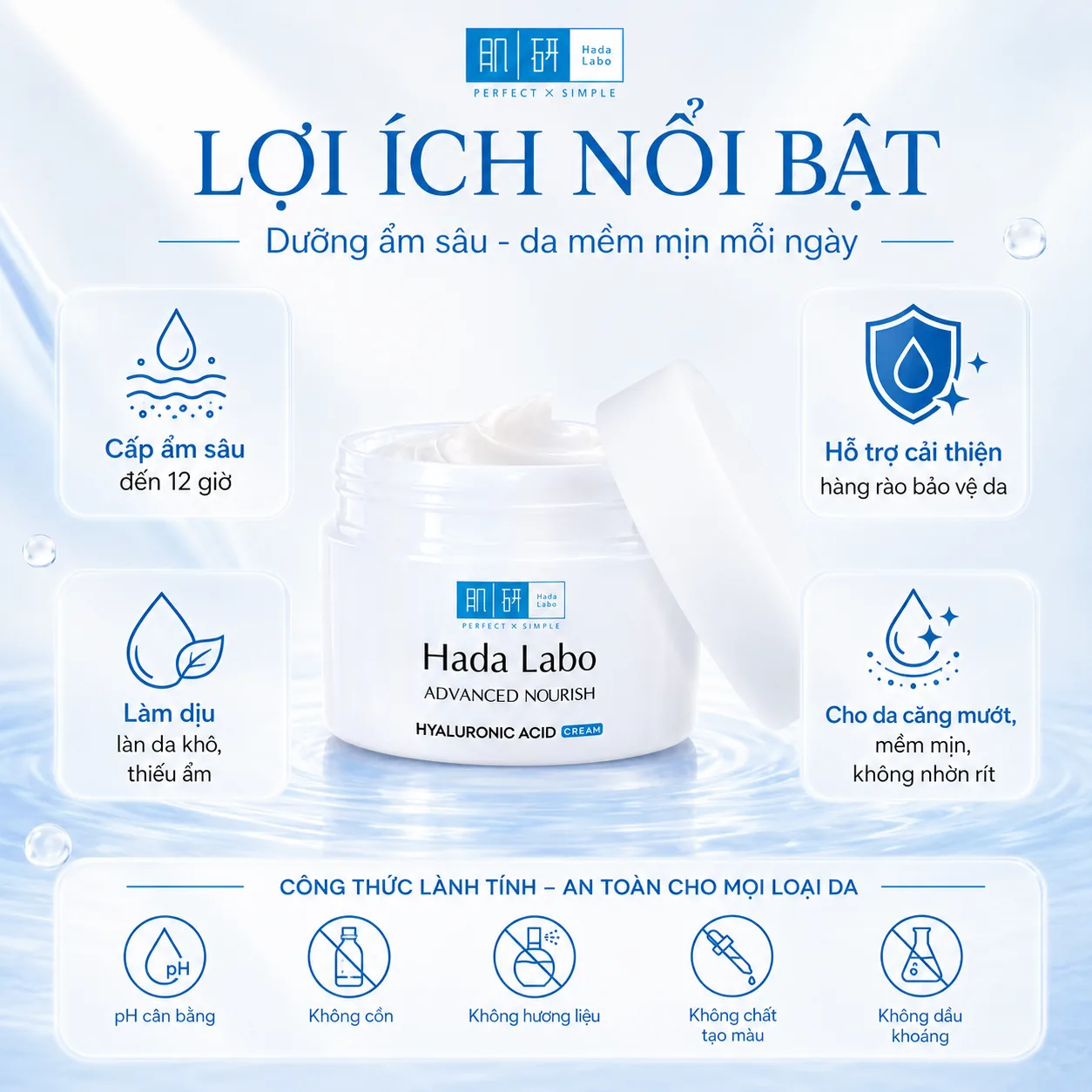 Kem dưỡng ẩm Hada Labo Advanced Nourish Hyaluronic Acid Cream 50g 3