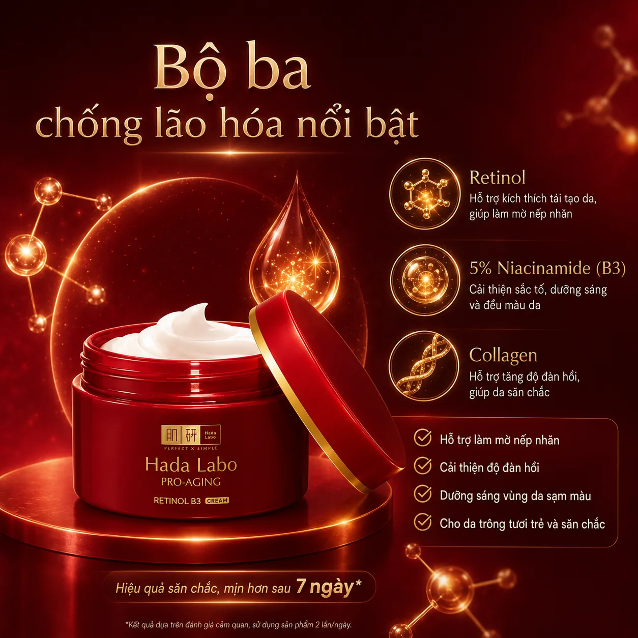 Kem dưỡng chống lão hóa Hada Labo Pro-Aging Retinol B3 Cream 50g 2