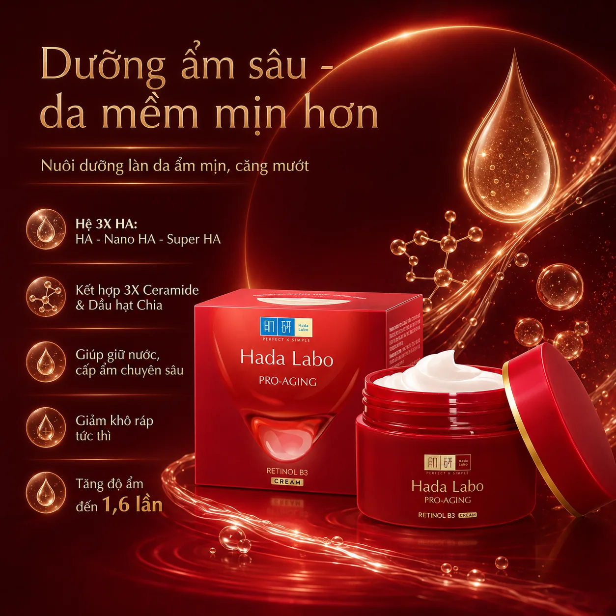 Kem dưỡng chống lão hóa Hada Labo Pro-Aging Retinol B3 Cream 50g 3