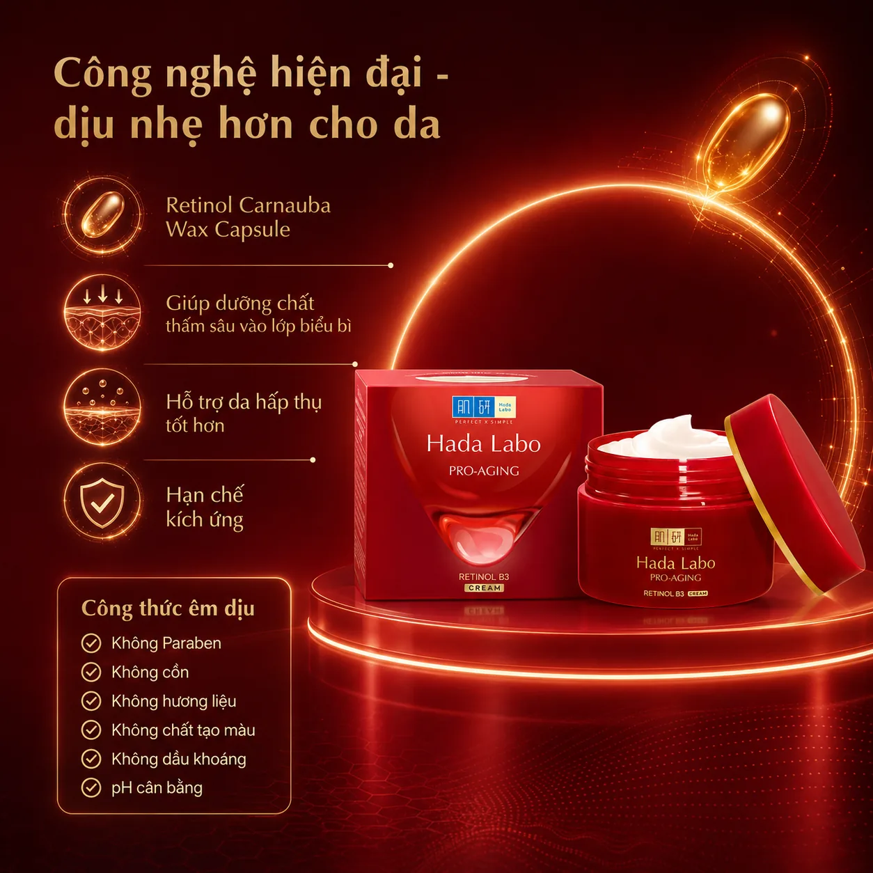 Kem dưỡng chống lão hóa Hada Labo Pro-Aging Retinol B3 Cream 50g 4