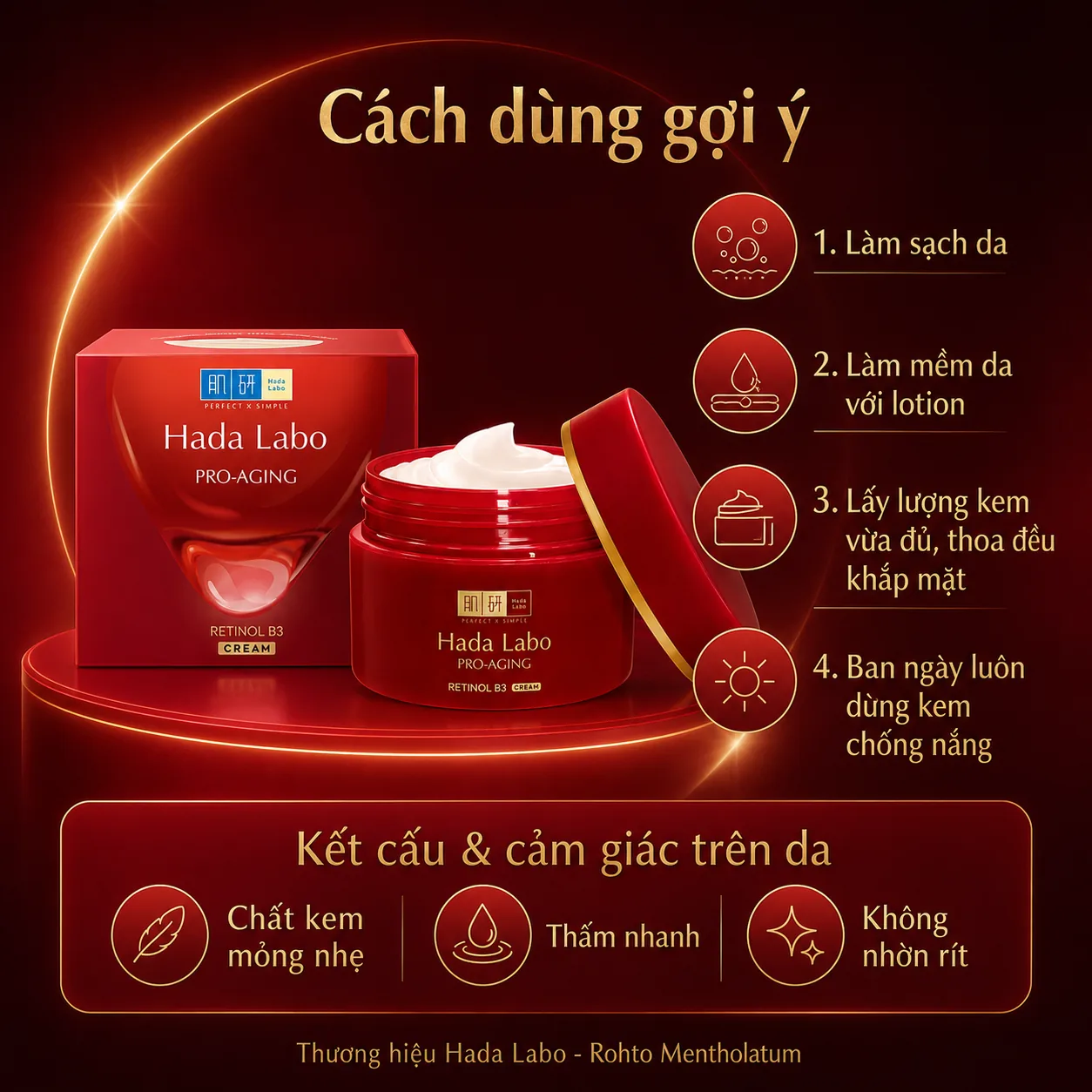 Kem dưỡng chống lão hóa Hada Labo Pro-Aging Retinol B3 Cream 50g 5