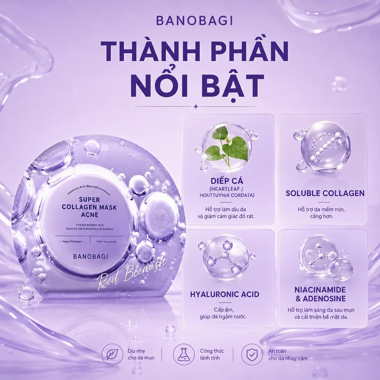 Mặt nạ Collagen chăm sóc da mụn Banobagi Super Collagen Acne 3