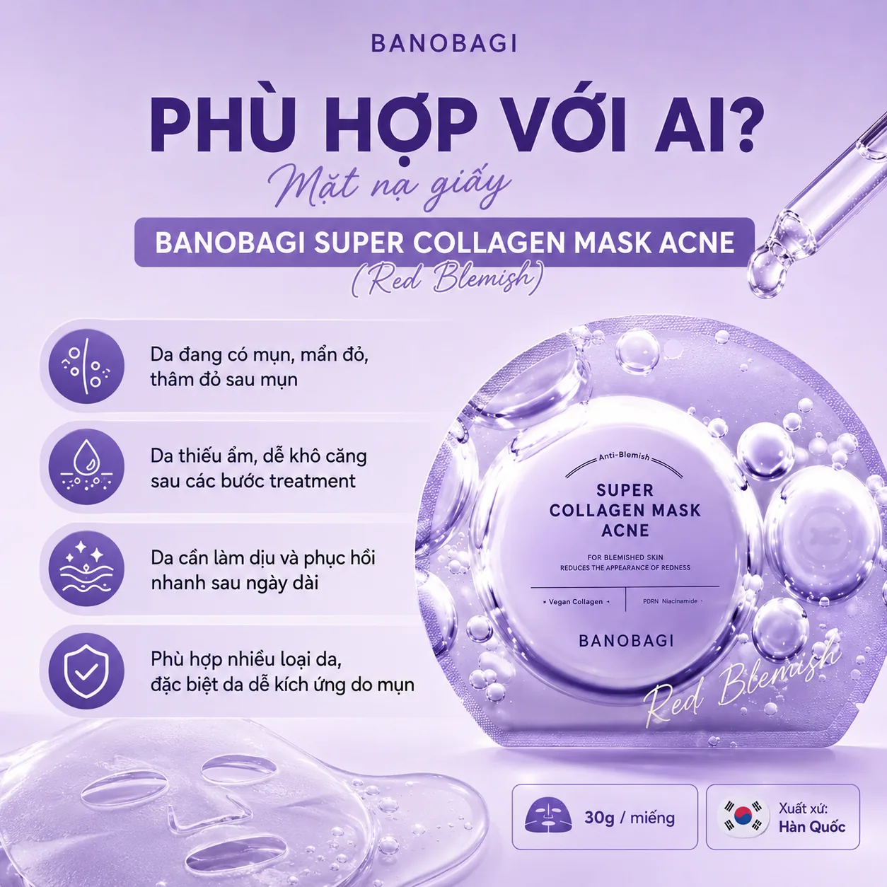 Mặt nạ Collagen chăm sóc da mụn Banobagi Super Collagen Acne 4