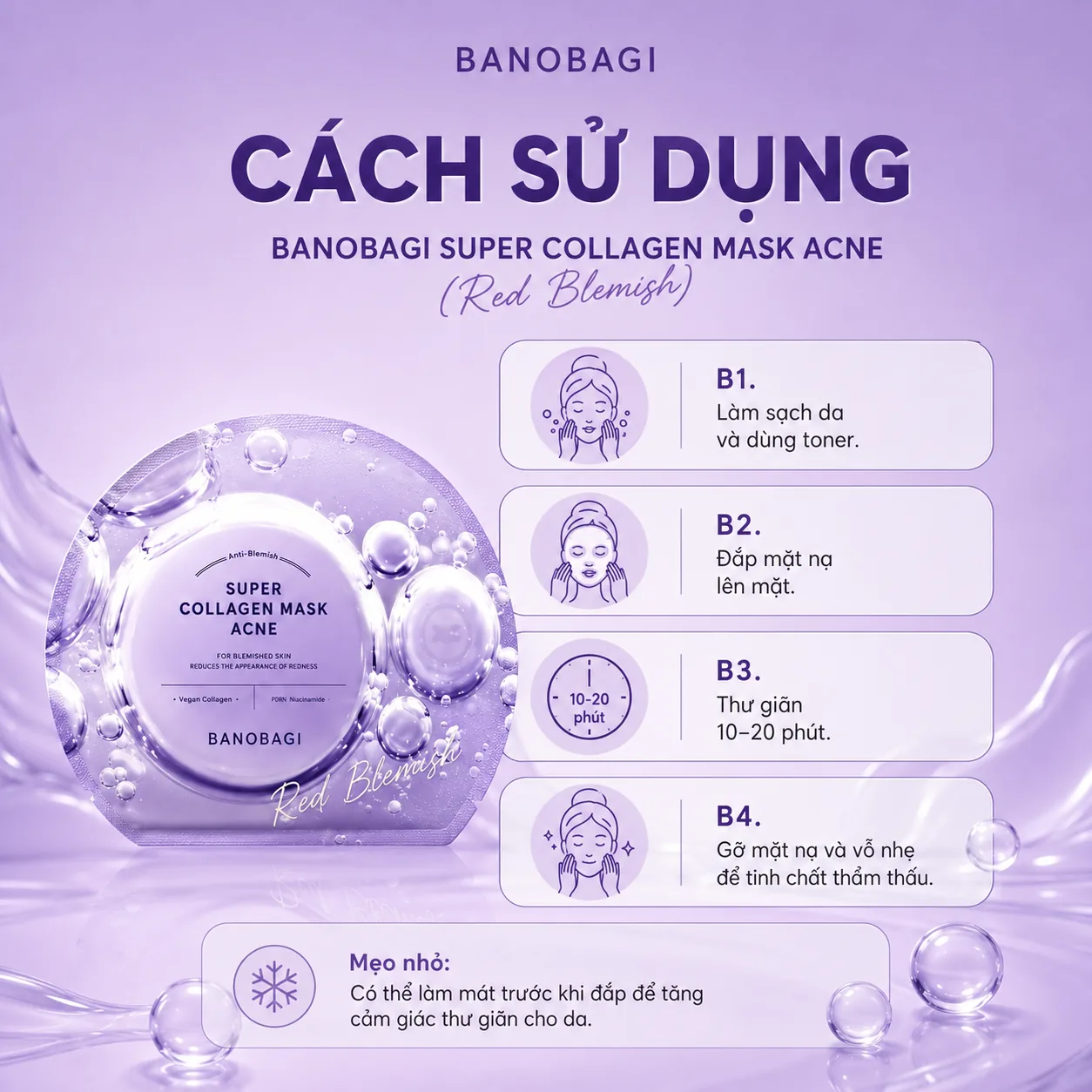 Mặt nạ Collagen chăm sóc da mụn Banobagi Super Collagen Acne 5