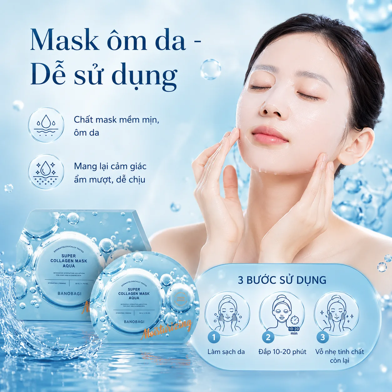 Mặt nạ Collagen cấp nước chuyên sâu Banobagi Super Collagen Aqua 4