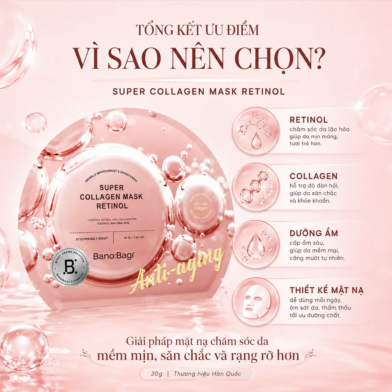 Mặt nạ Collagen ngừa lão hóa tái tạo da Banobagi Super Collagen Retinol 5