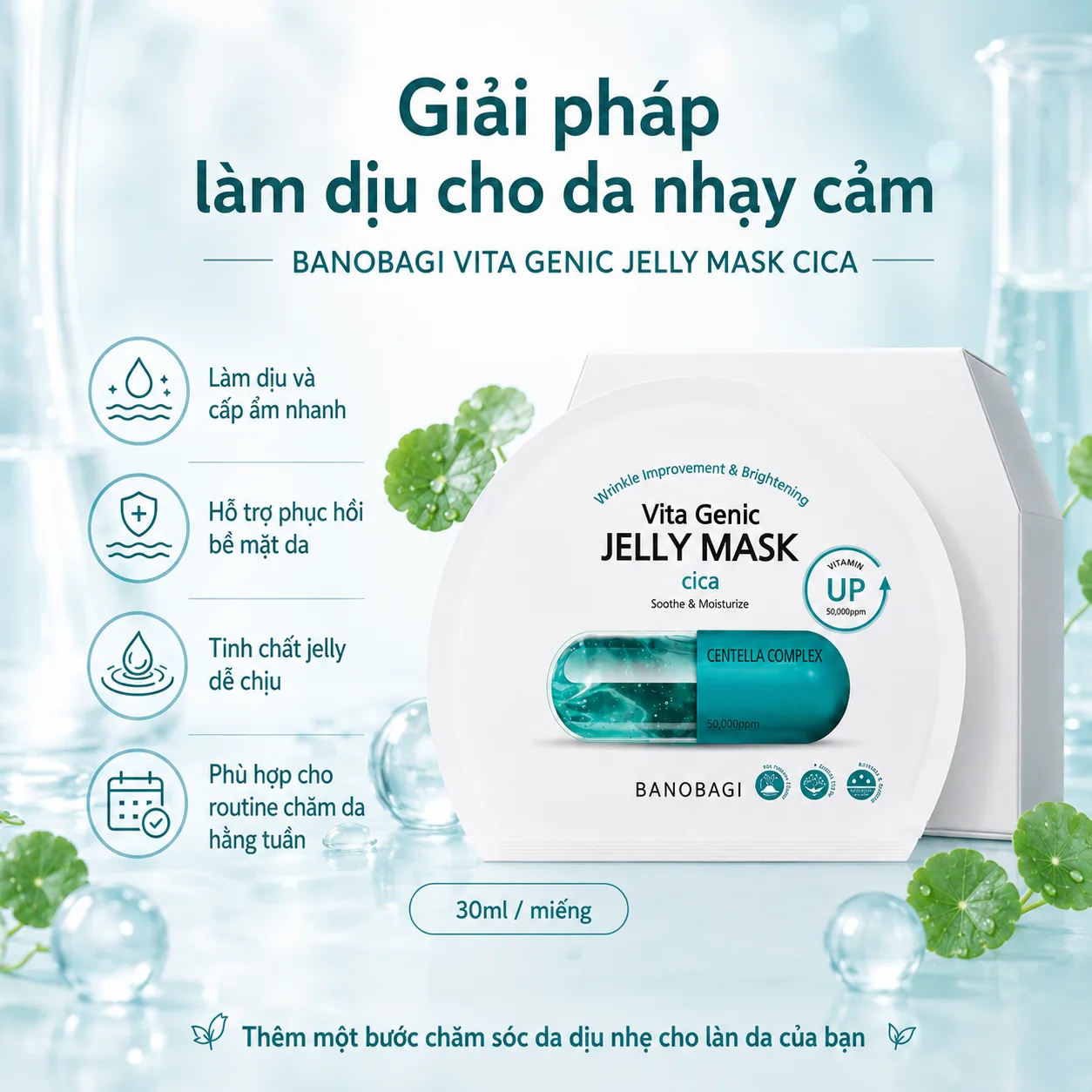 Mặt nạ giấy làm dịu da phục hồi Banobagi Vita Genic Jelly Cica 4