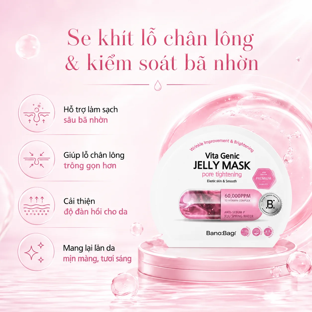 Mặt nạ giấy se khít lỗ chân lông Banobagi Vita Genic Jelly Pore Tightening 2