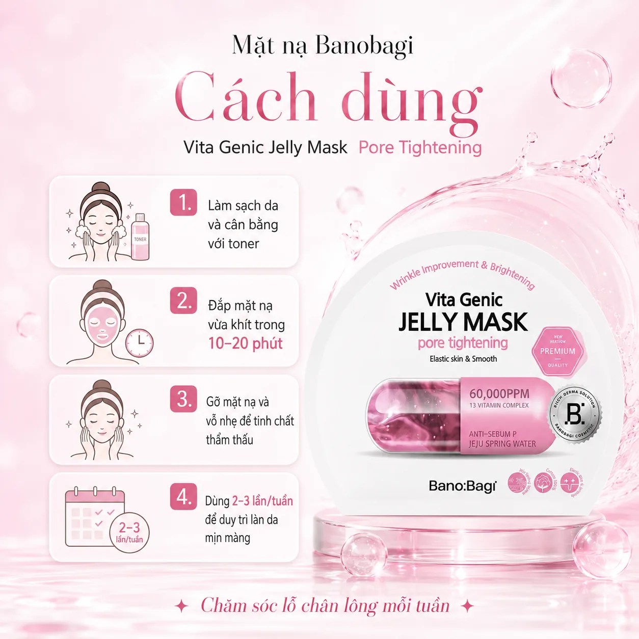 Mặt nạ giấy se khít lỗ chân lông Banobagi Vita Genic Jelly Pore Tightening 5