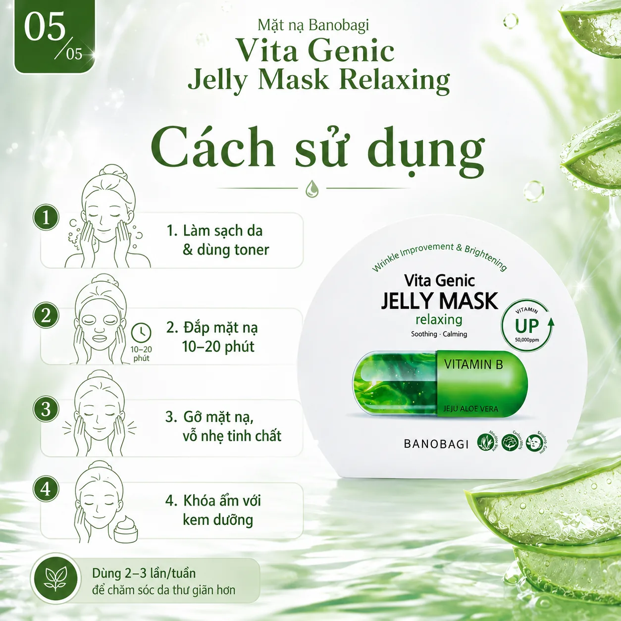 Mặt nạ giấy thư giãn và phục hồi da Banobagi Vita Genic Jelly Relaxing 5