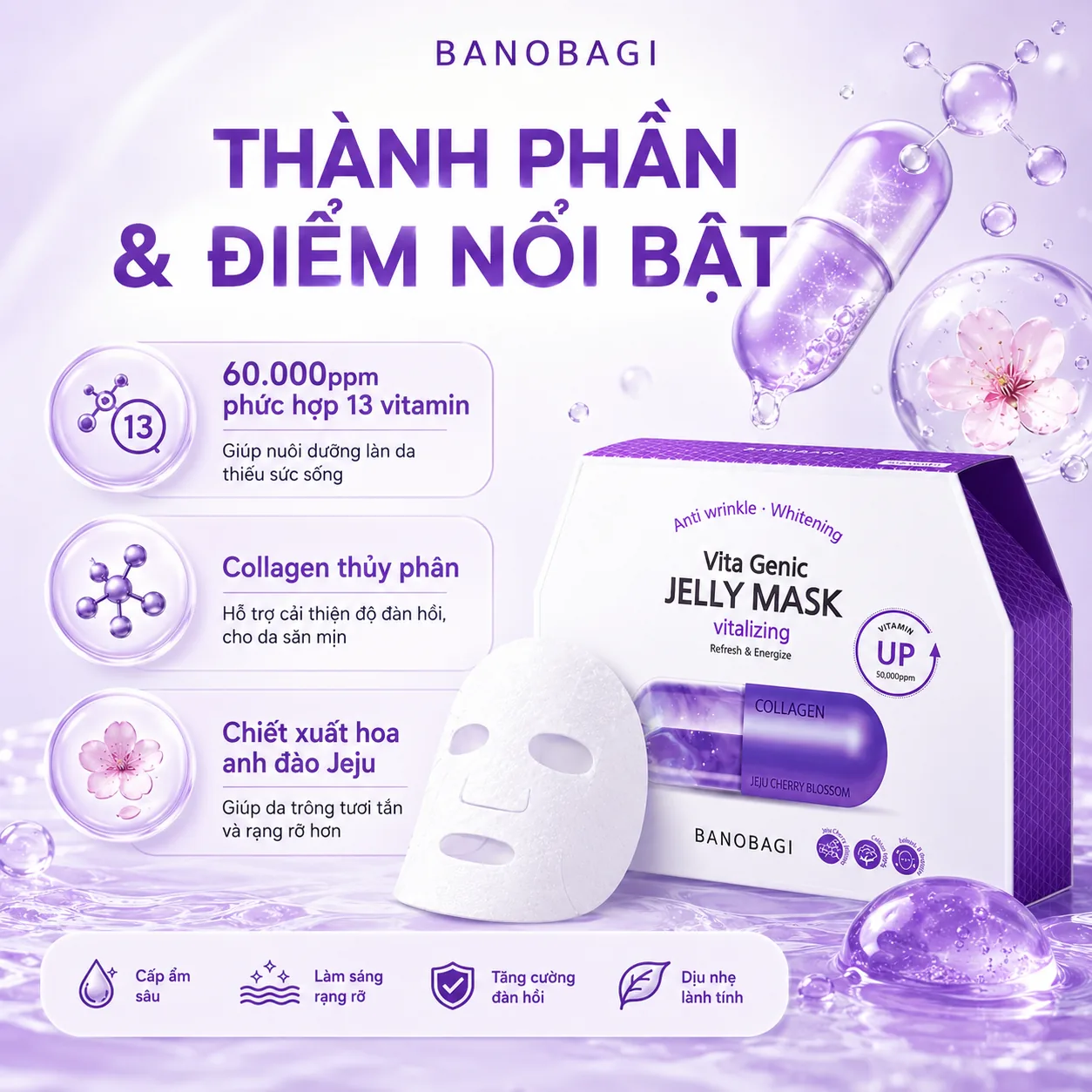 Mặt nạ giấy tiếp thêm sức sống cho da Banobagi Vita Genic Jelly Vitalizing 2