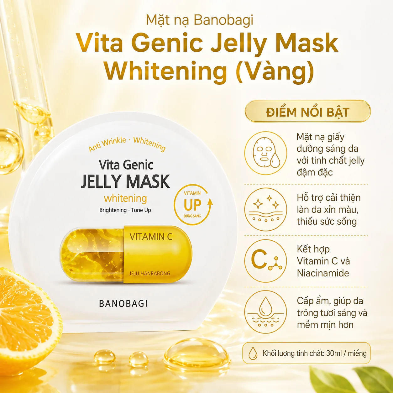 Mặt nạ giấy dưỡng trắng sáng da Banobagi Vita Genic Jelly Whitening 2