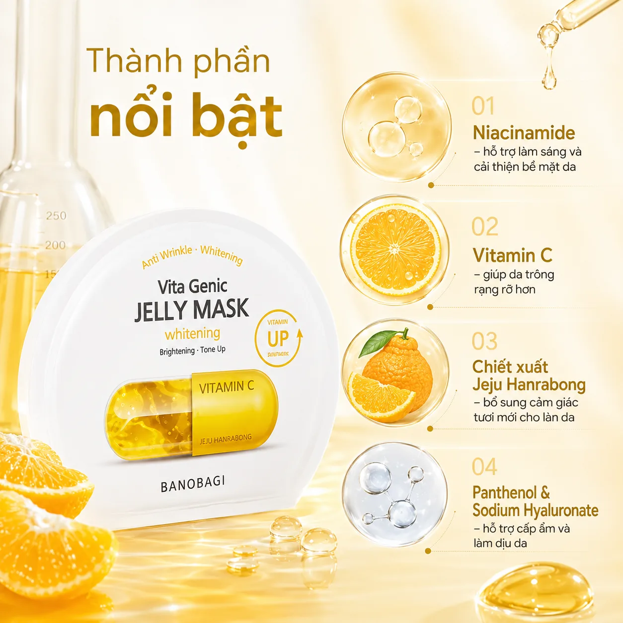 Mặt nạ giấy dưỡng trắng sáng da Banobagi Vita Genic Jelly Whitening 3