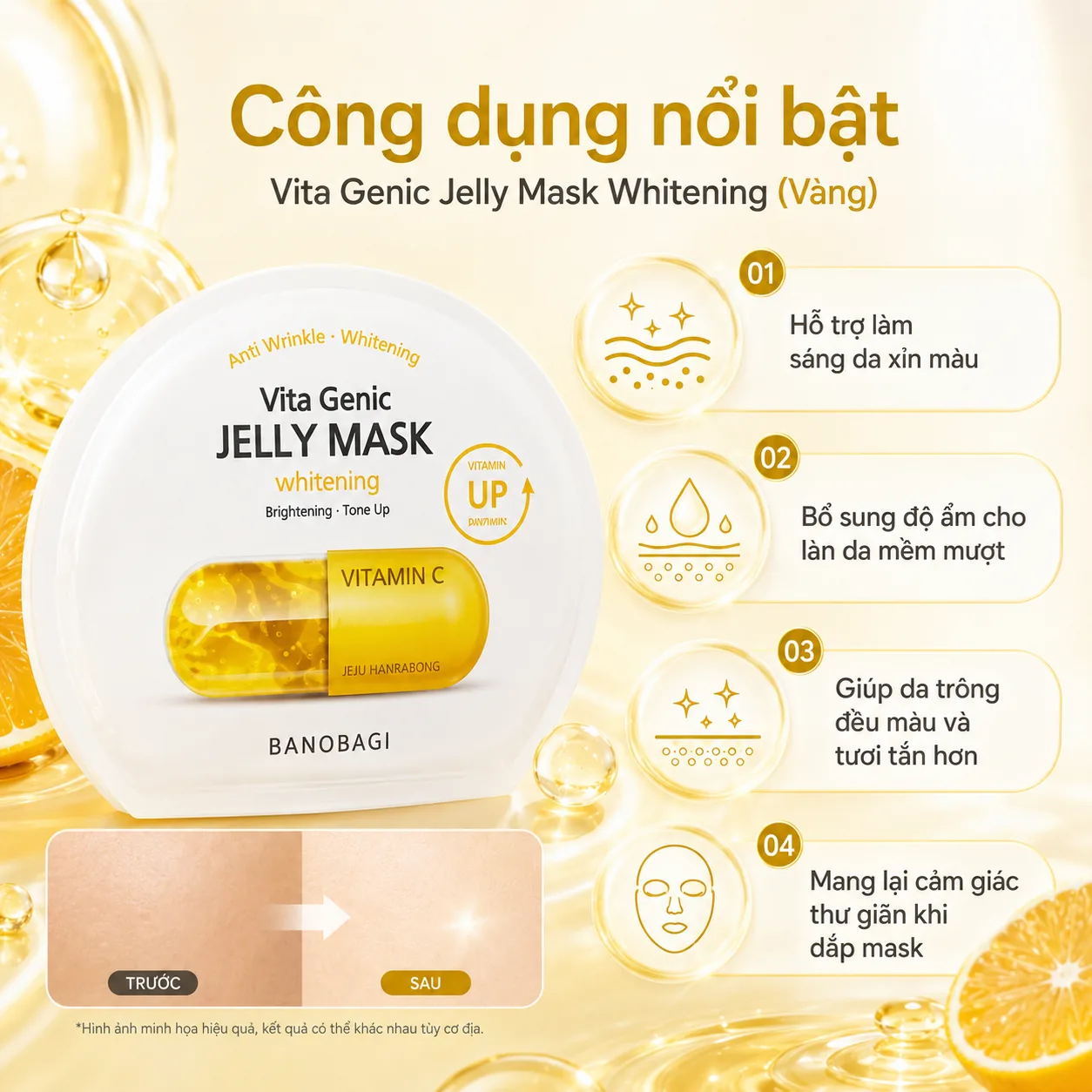 Mặt nạ giấy dưỡng trắng sáng da Banobagi Vita Genic Jelly Whitening 4
