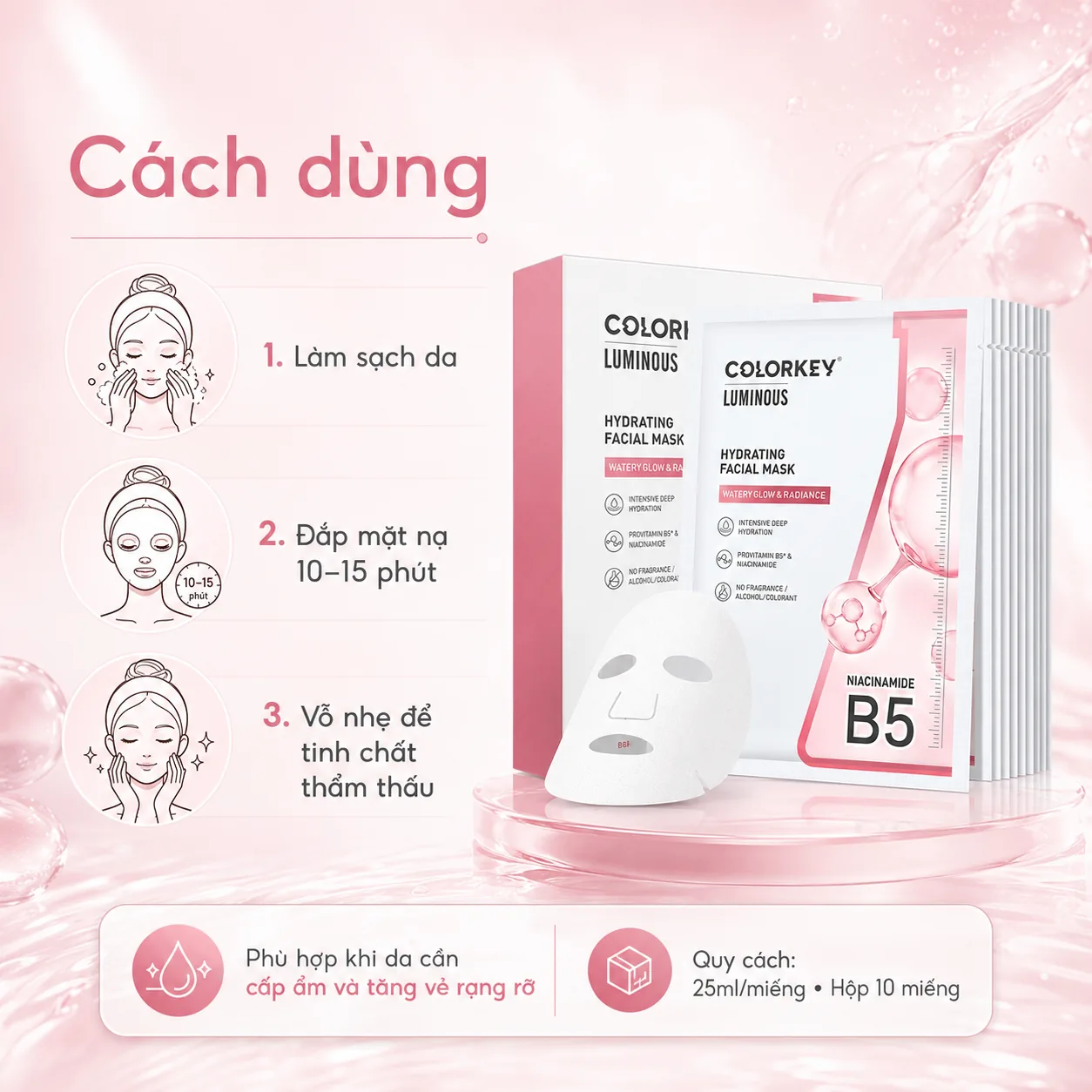 Mặt nạ Colorkey Hydrating Facial Mask 25ml x 10 miếng 5
