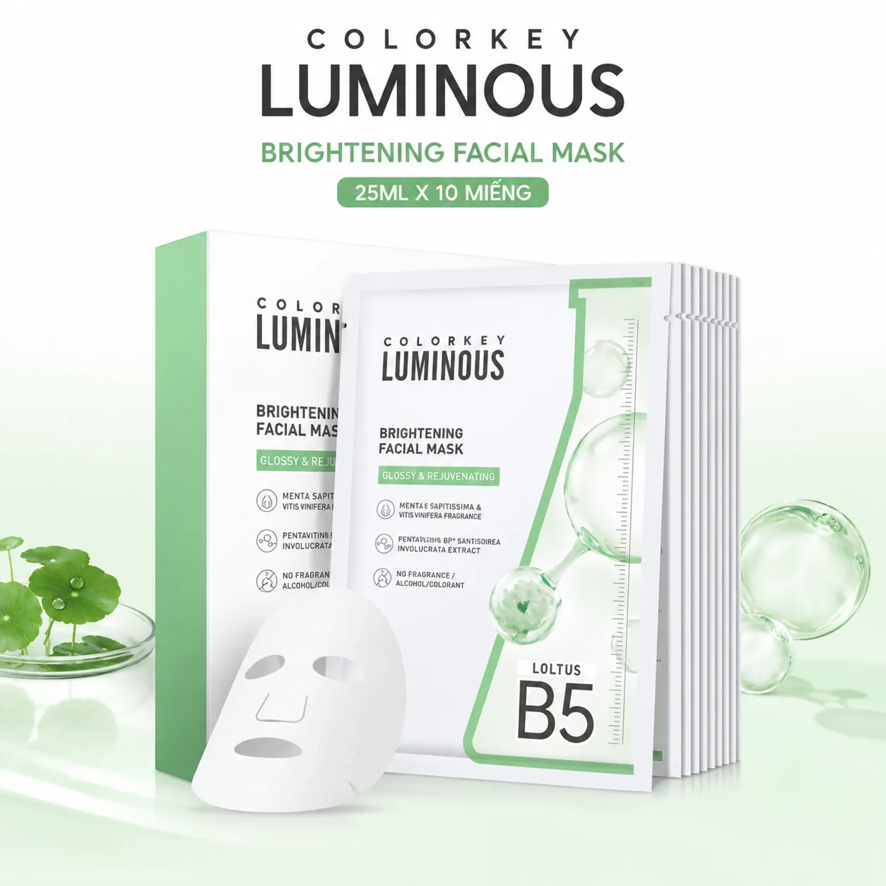 Mặt nạ Colorkey Luminous Brightening Facial Mask 25ml x 10 miếng