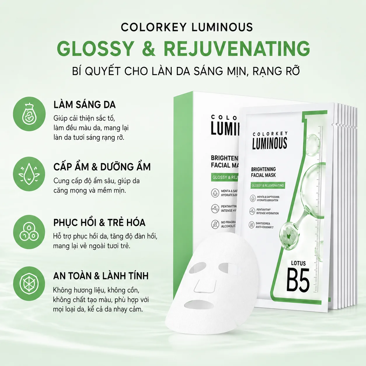 Mặt nạ Colorkey Luminous Brightening Facial Mask 25ml x 10 miếng 2