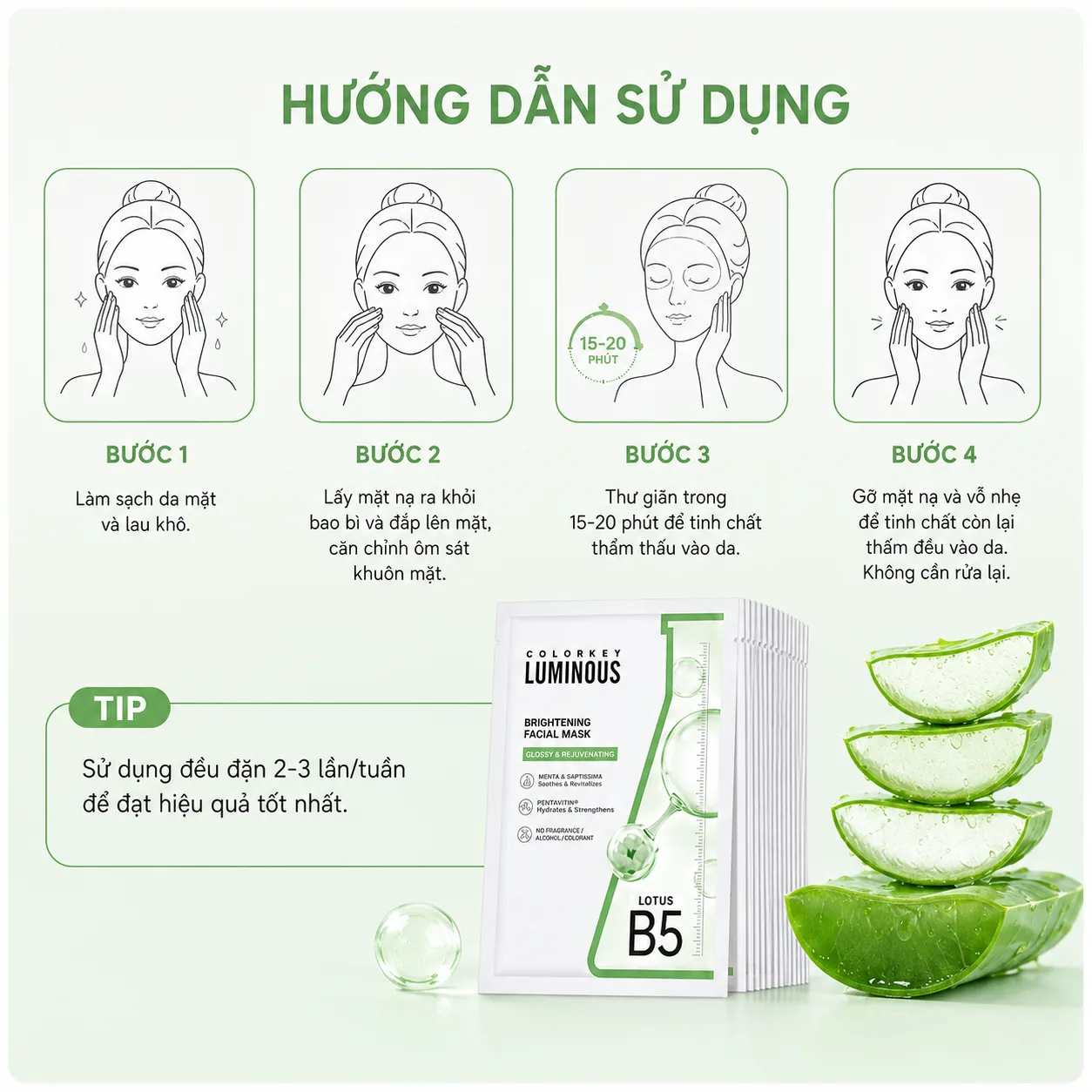 Mặt nạ Colorkey Luminous Brightening Facial Mask 25ml x 10 miếng 5