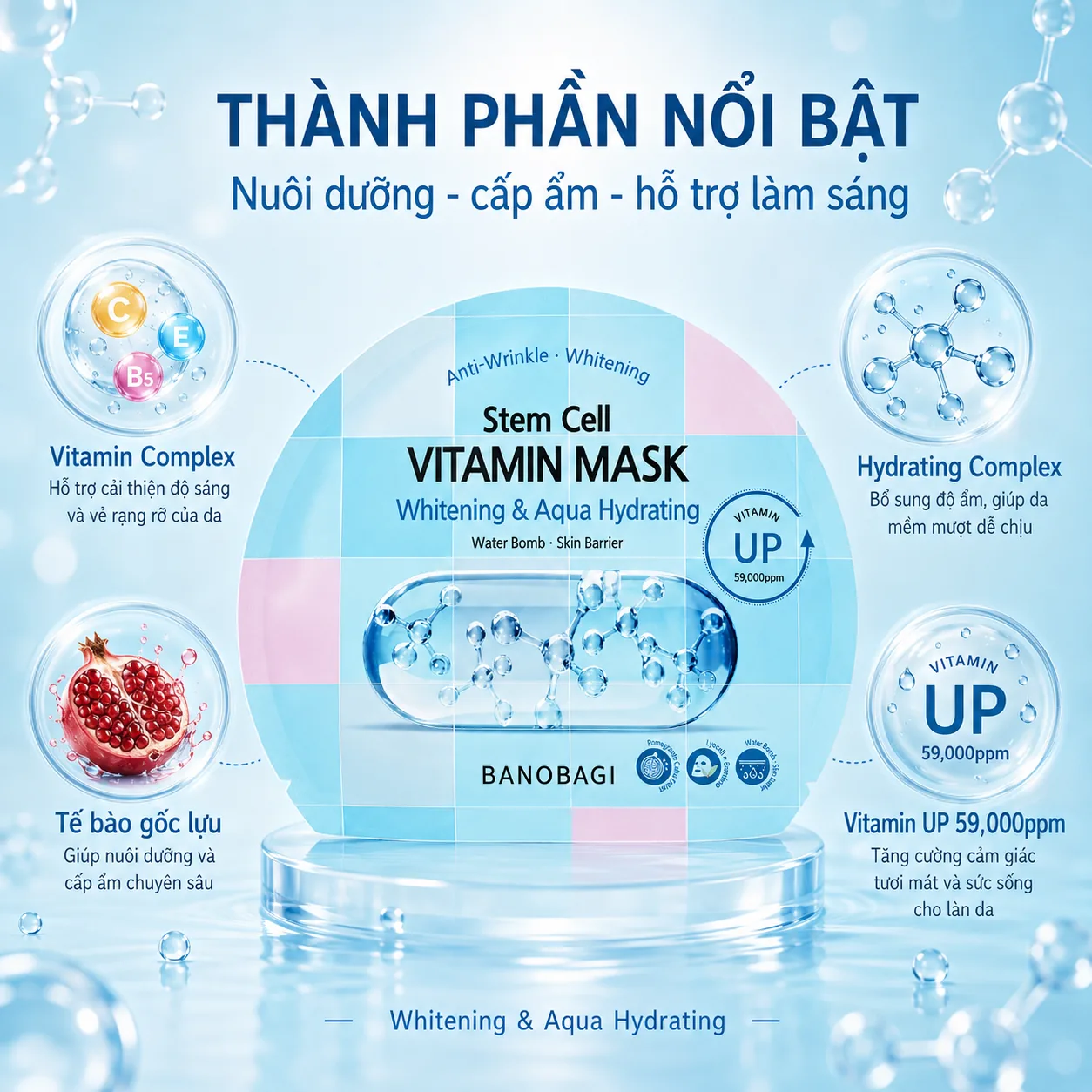Mặt nạ tế bào gốc dưỡng trắng cấp nước Banobagi Stem Cell Whitening & Aqua 3