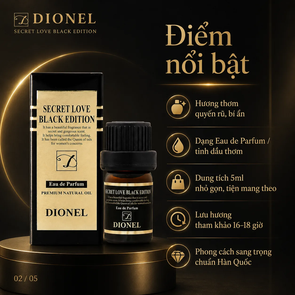 Nước hoa vùng kín Dionel Secret Love Black Edition 5ml 2