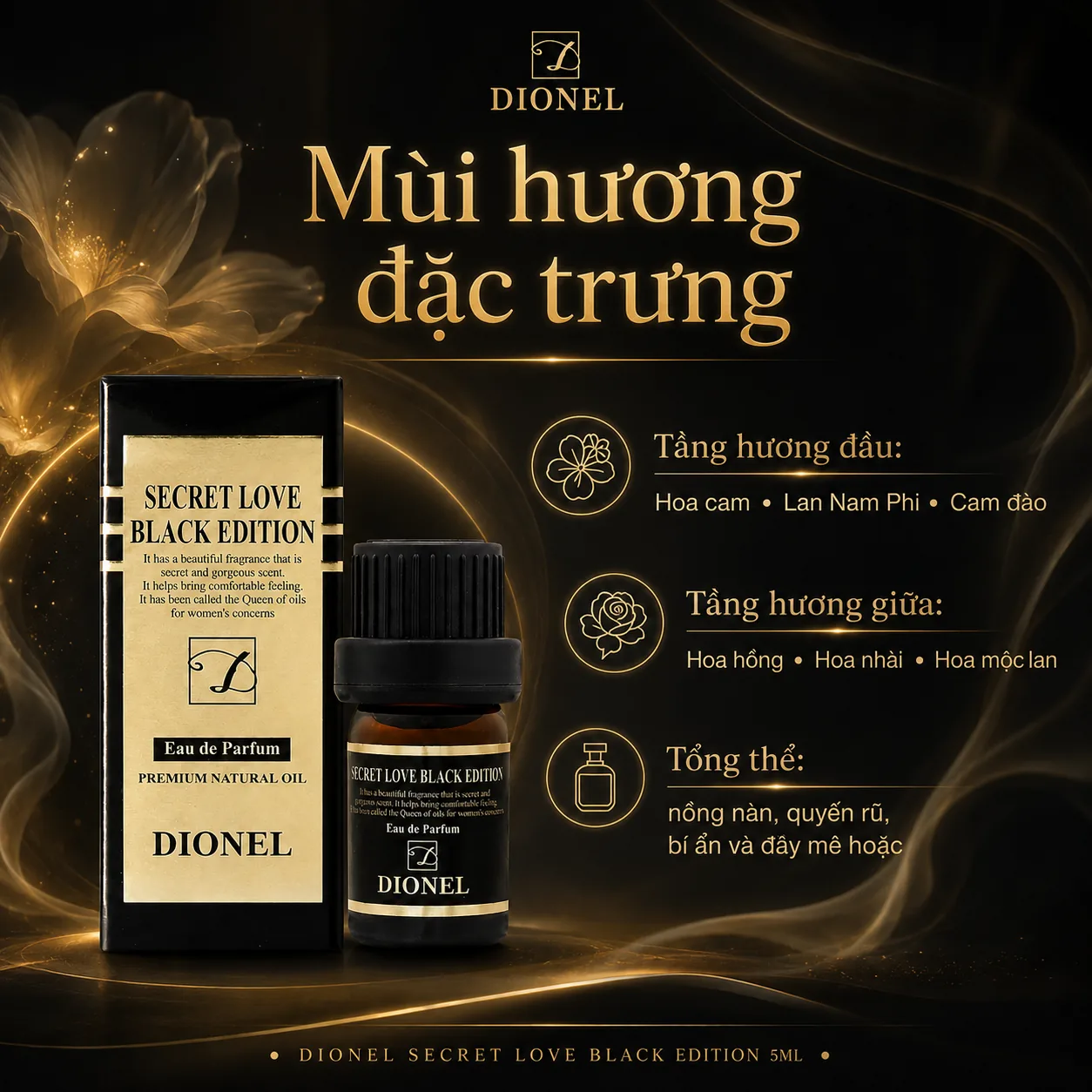 Nước hoa vùng kín Dionel Secret Love Black Edition 5ml 3