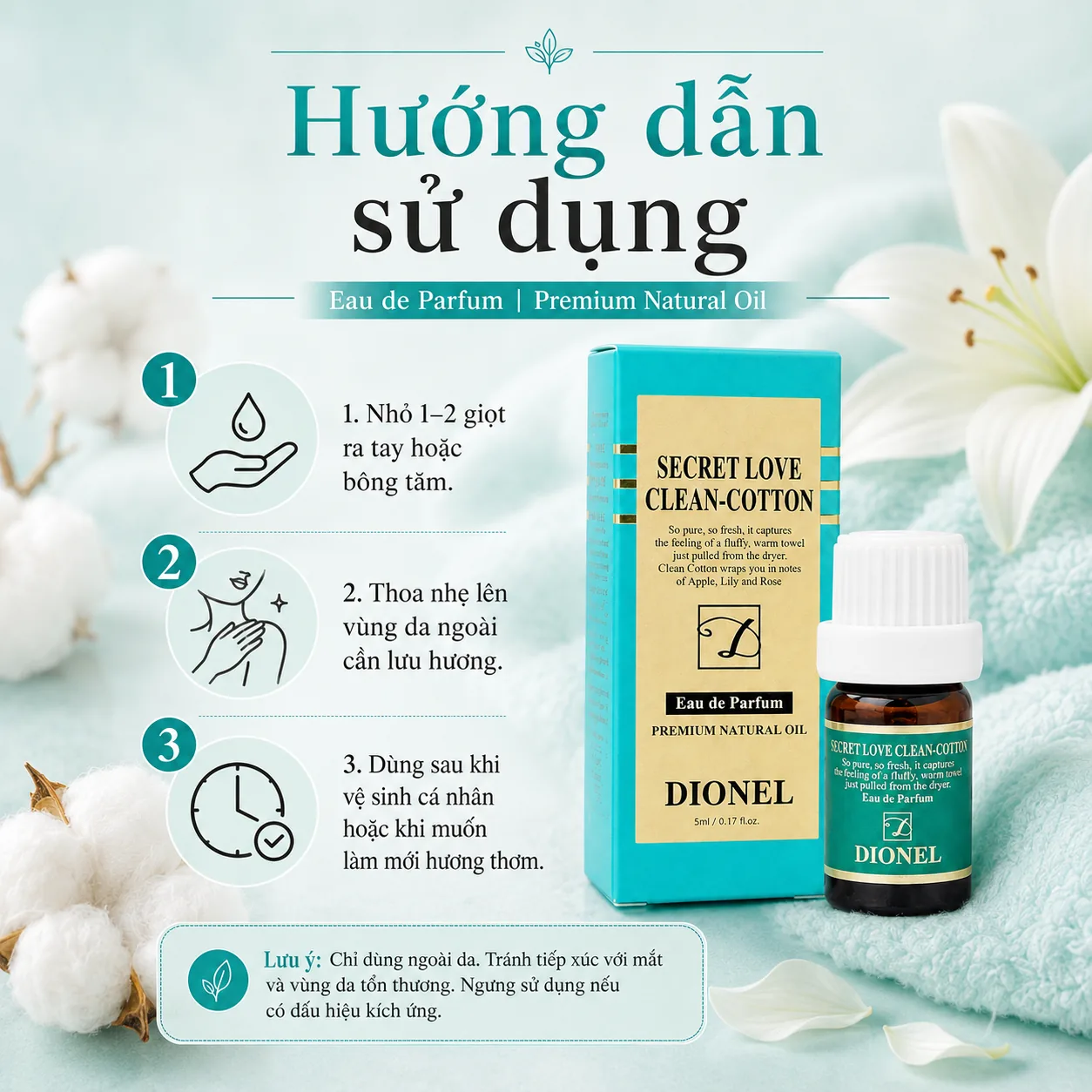 Nước hoa vùng kín Dionel Secret Love Clean Cotton 5ml 4